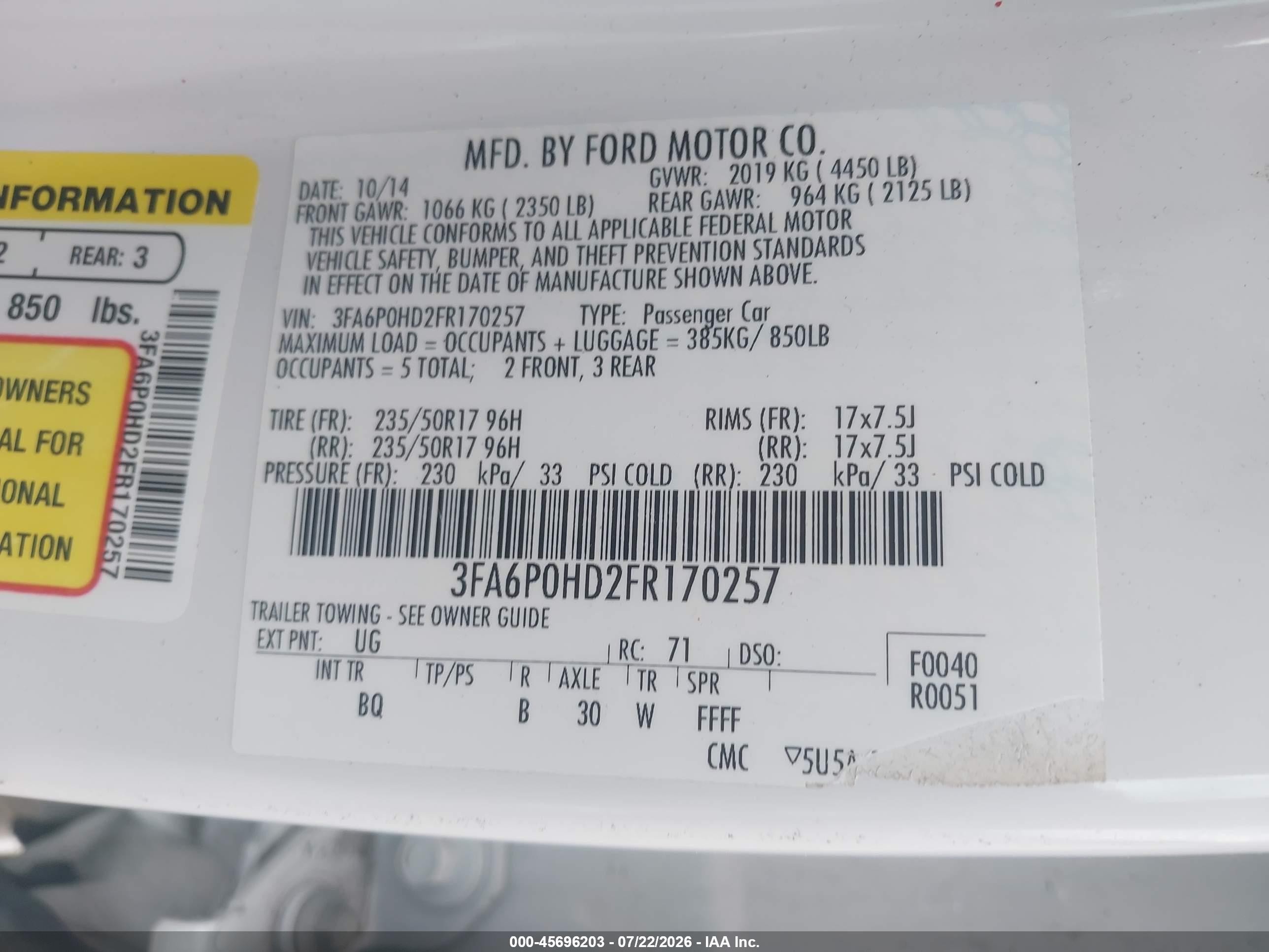 2015 Ford Fusion Se Белый vin: 3FA6P0HD2FR170257