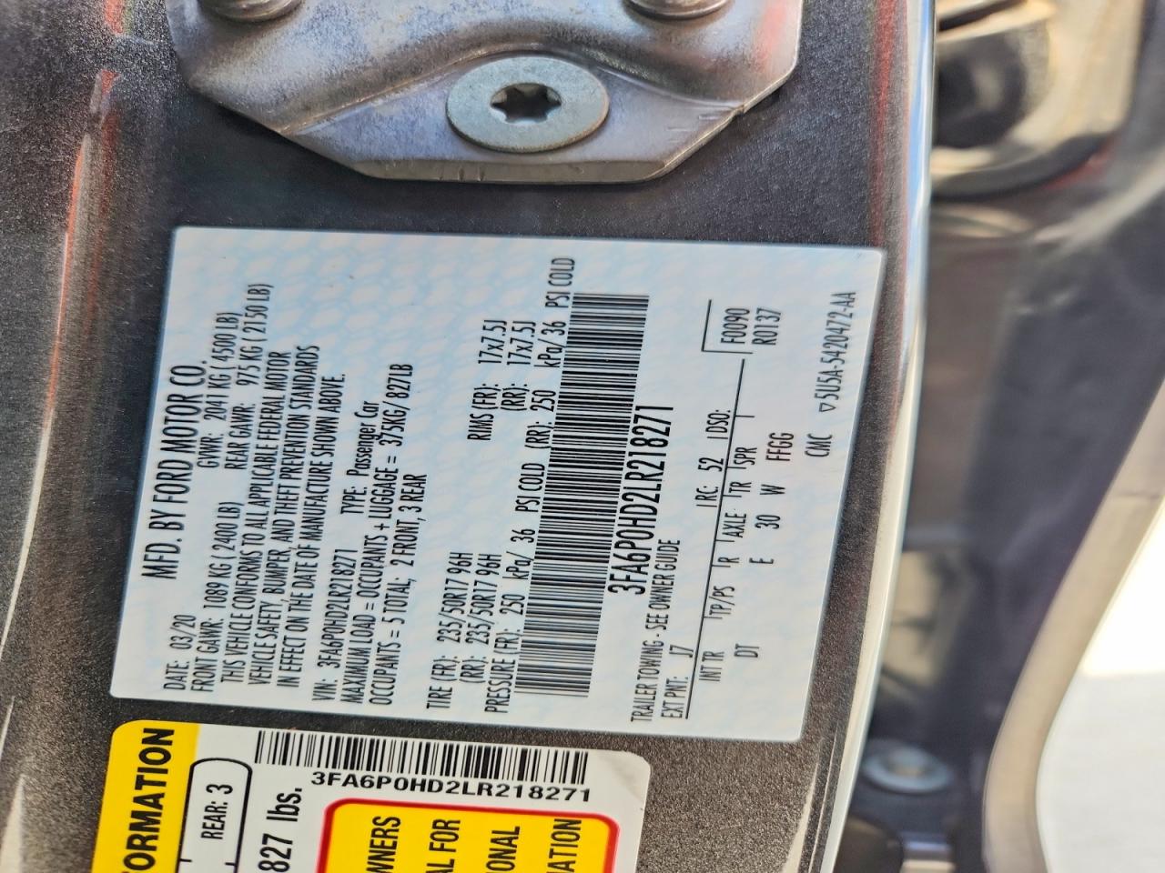 2020 Ford Fusion Se Gray vin: 3FA6P0HD2LR218271