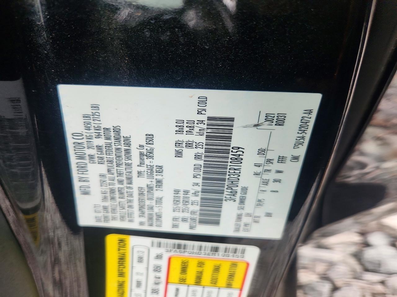 2014 Ford Fusion Se Black vin: 3FA6P0HD3ER108459