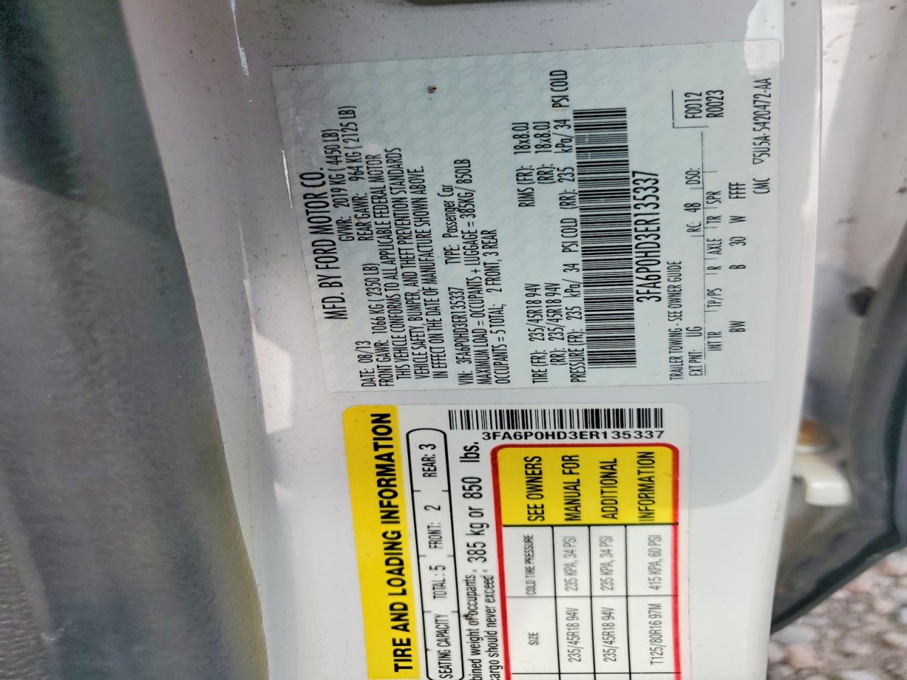 2014 Ford Fusion Se White vin: 3FA6P0HD3ER135337
