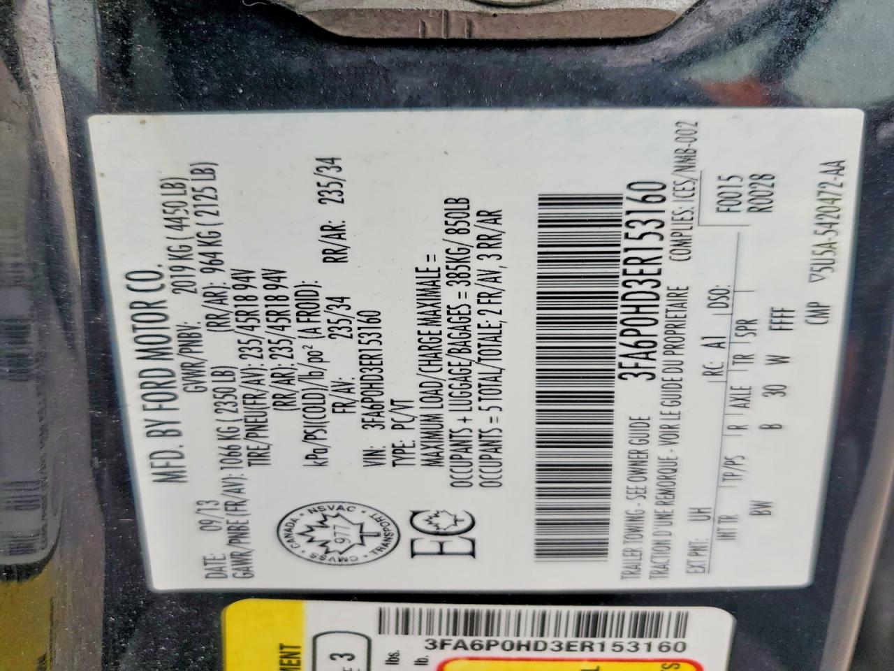 2014 Ford Fusion Se Black vin: 3FA6P0HD3ER153160