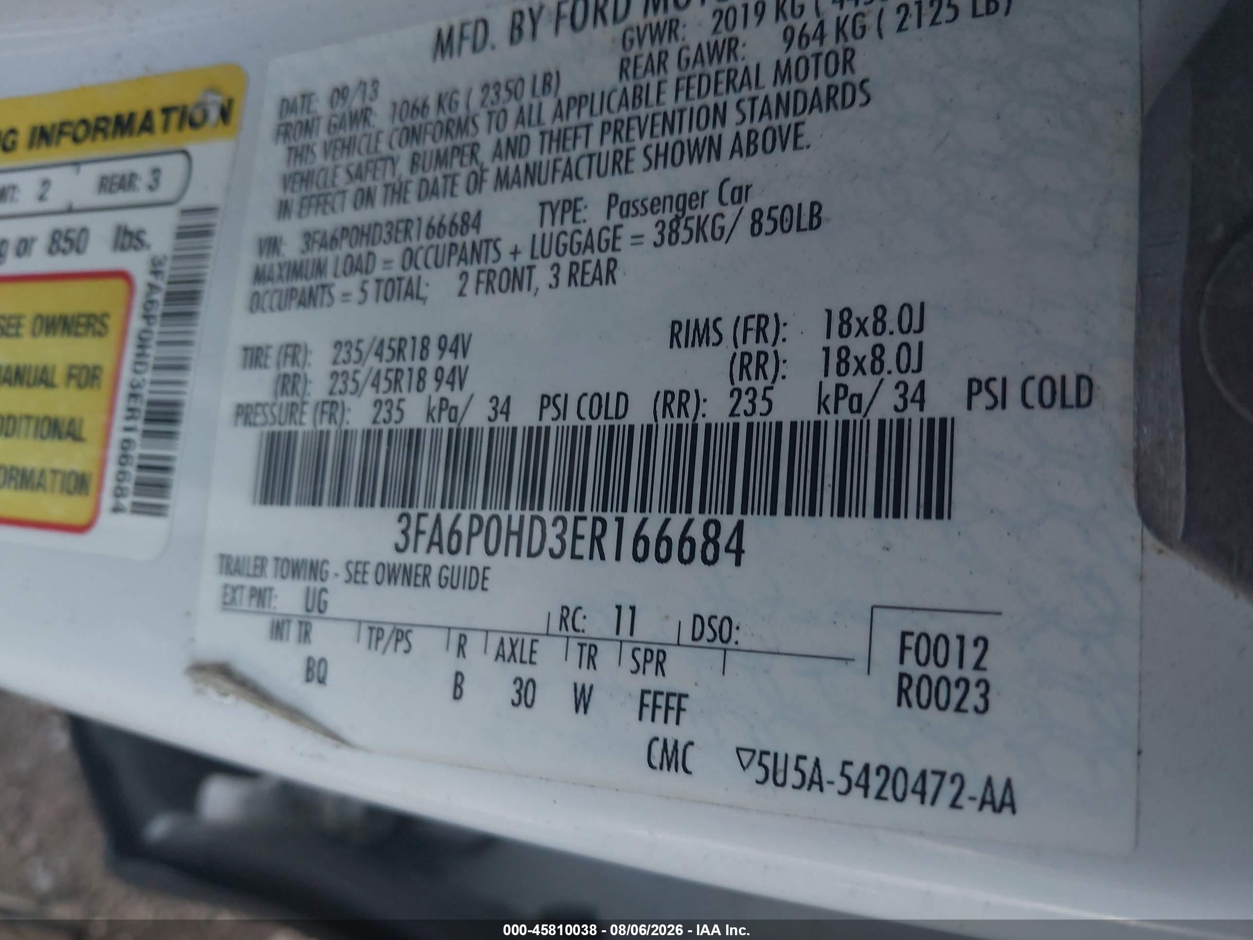 2014 Ford Fusion Se White vin: 3FA6P0HD3ER166684