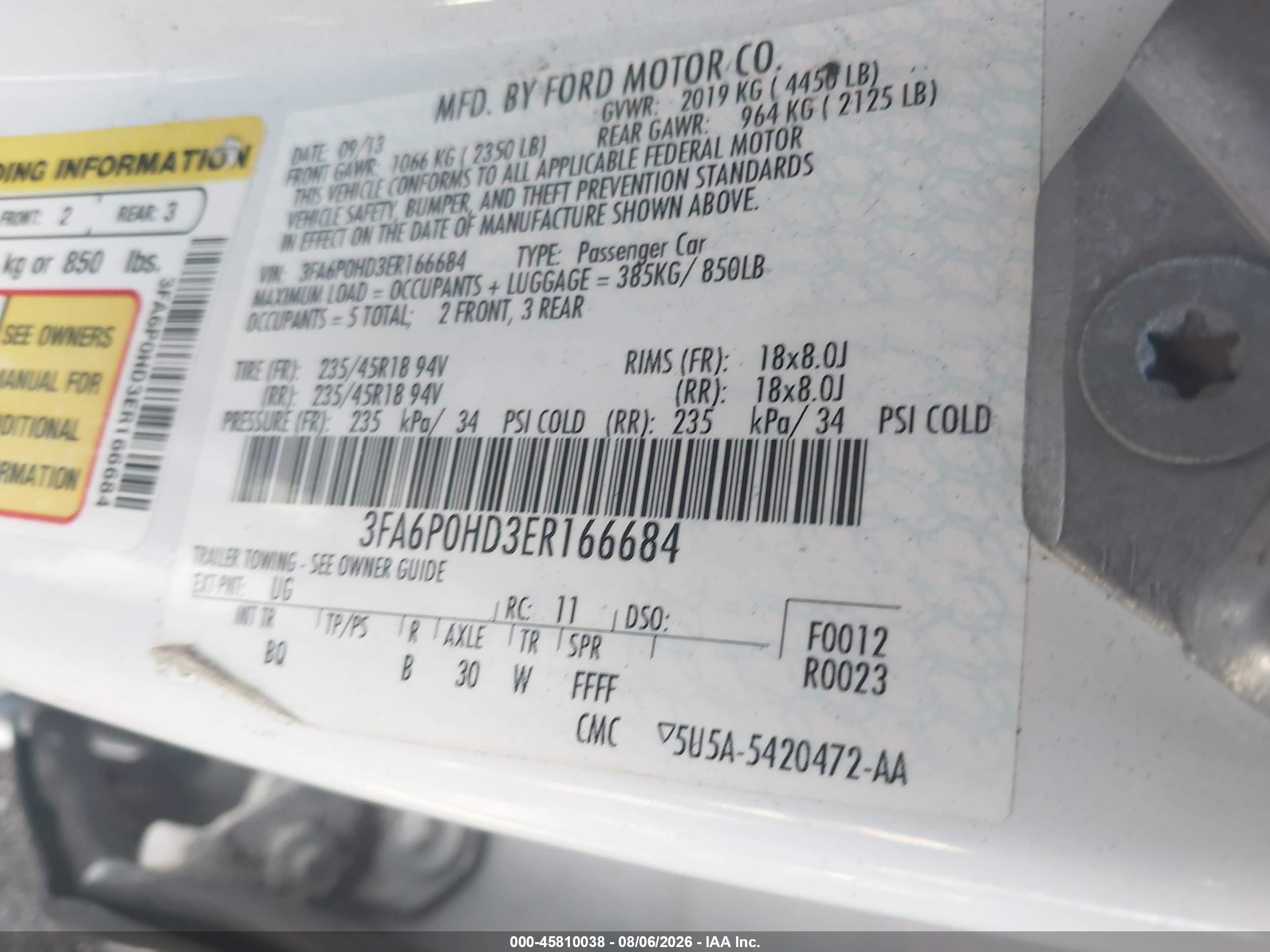 2014 Ford Fusion Se White vin: 3FA6P0HD3ER166684