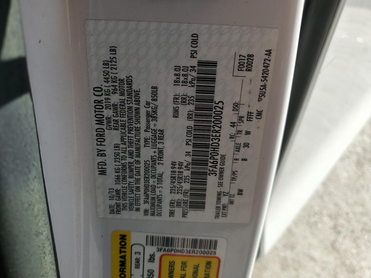 2014 Ford Fusion Se White vin: 3FA6P0HD3ER200025