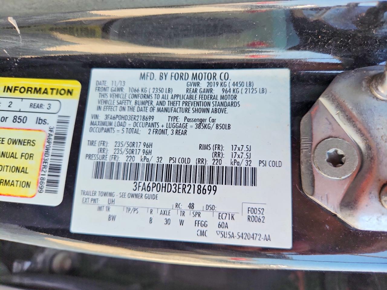 2014 Ford Fusion Se Black vin: 3FA6P0HD3ER218699