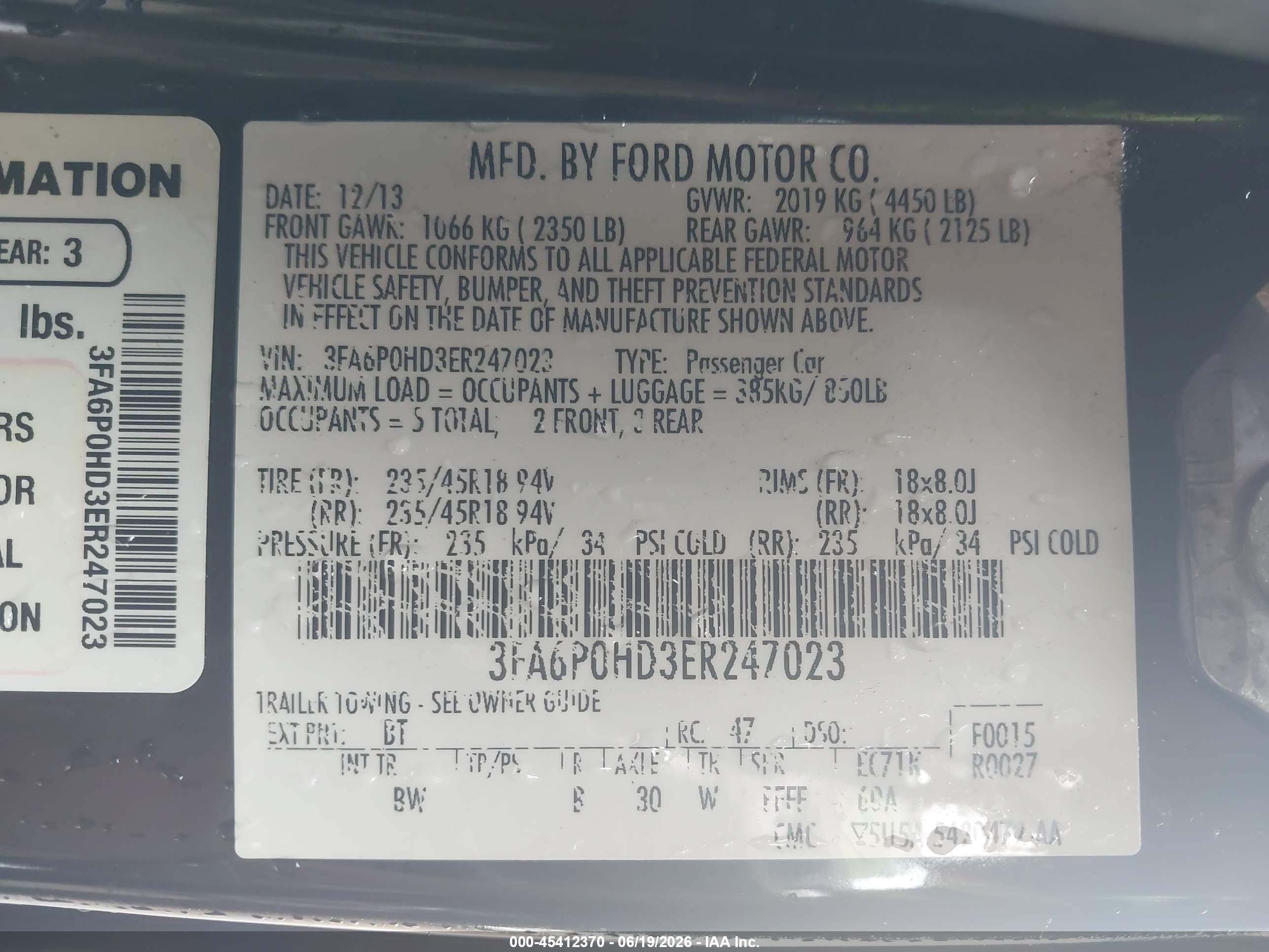 2014 Ford Fusion Se Black vin: 3FA6P0HD3ER247023