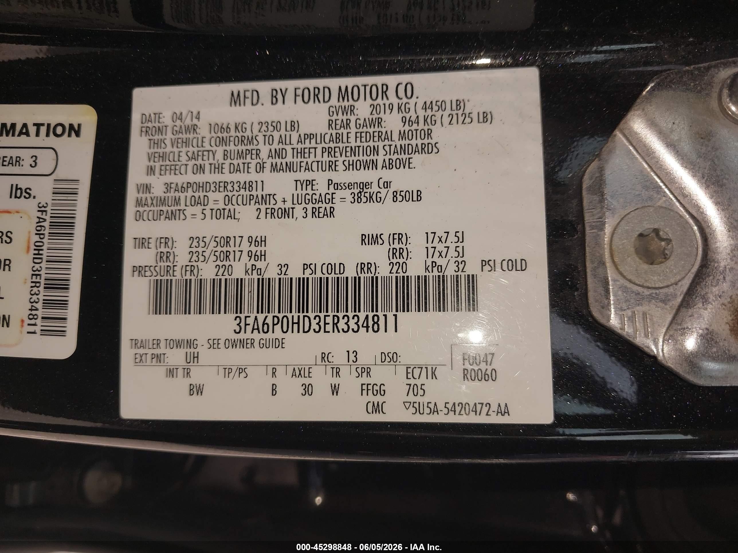 2014 Ford Fusion Se Black vin: 3FA6P0HD3ER334811