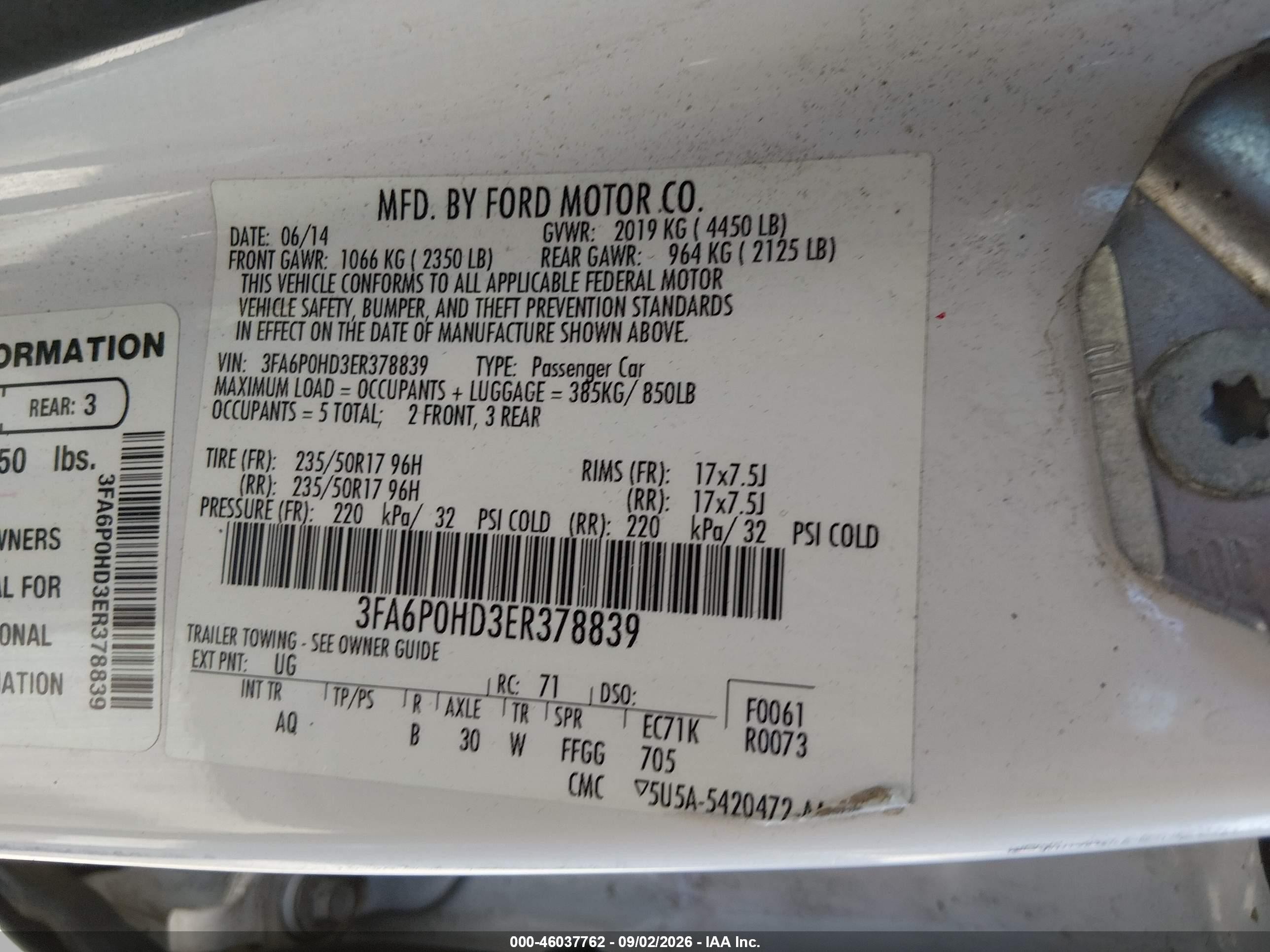 2014 Ford Fusion Se Белый vin: 3FA6P0HD3ER378839