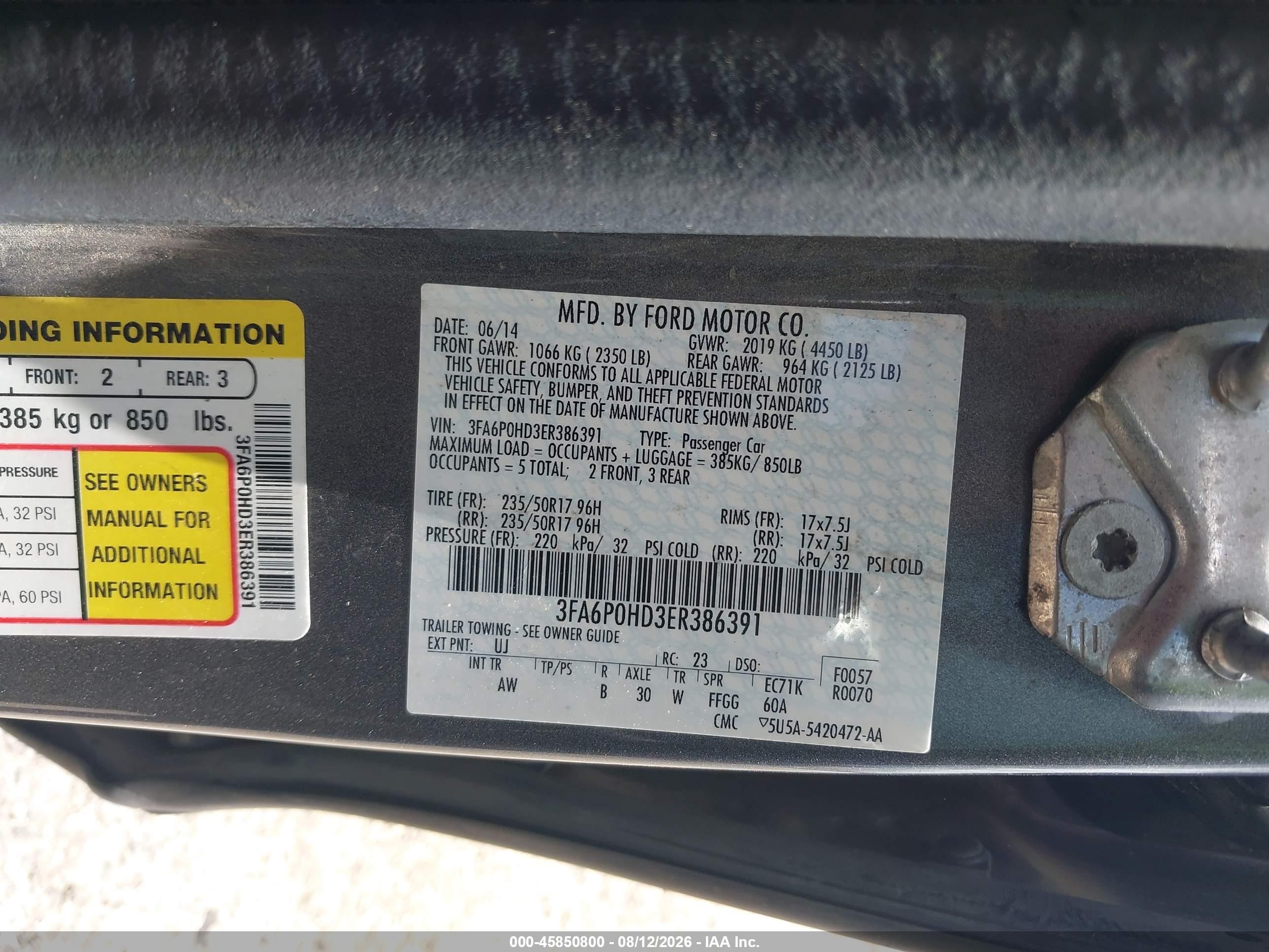 2014 Ford Fusion Se Gray vin: 3FA6P0HD3ER386391