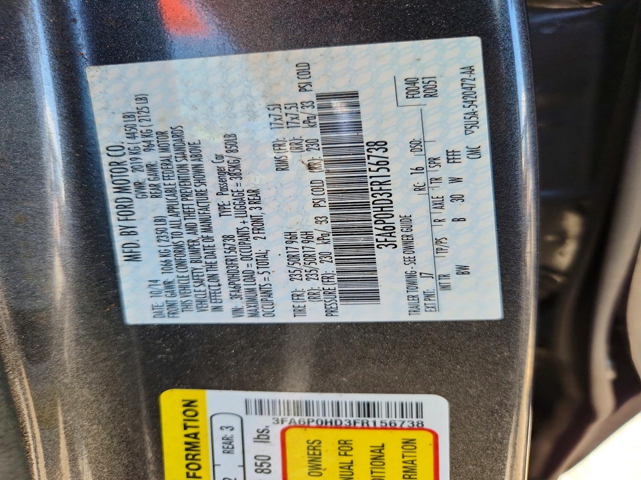 2015 Ford Fusion Se Gray vin: 3FA6P0HD3FR156738