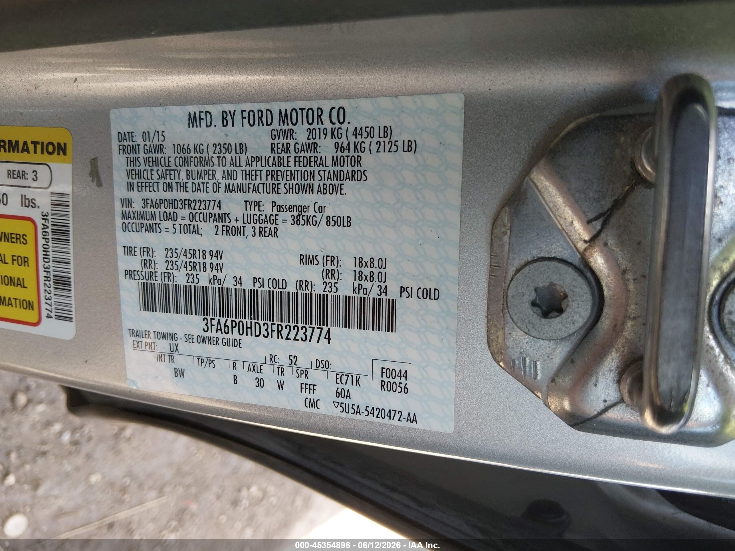 2015 Ford Fusion Se Silver vin: 3FA6P0HD3FR223774