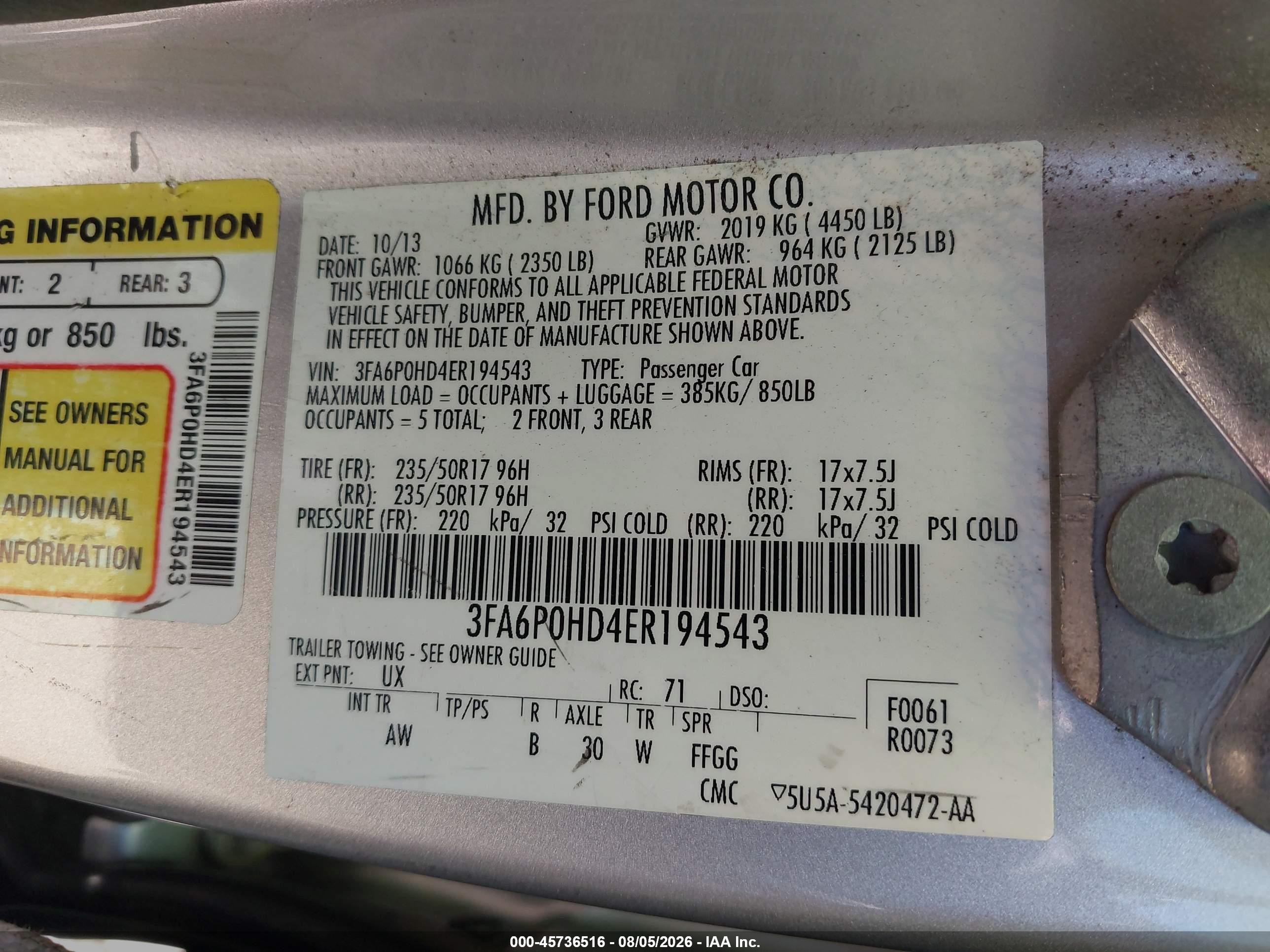 2014 Ford Fusion Se Silver vin: 3FA6P0HD4ER194543
