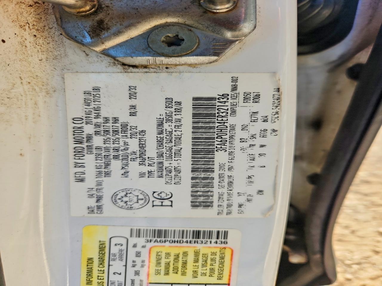 2014 Ford Fusion Se White vin: 3FA6P0HD4ER321436