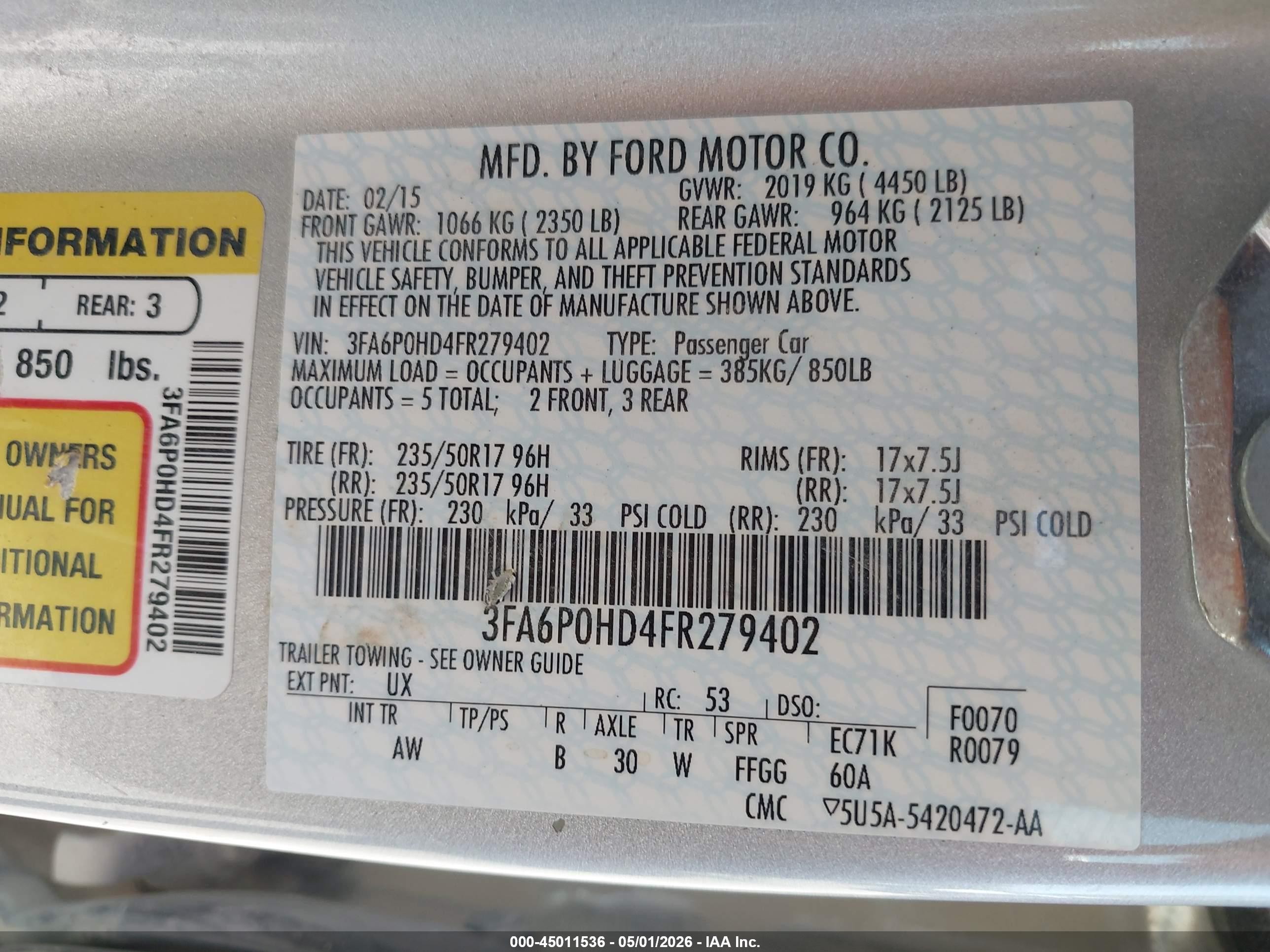 2015 Ford Fusion Se Gray vin: 3FA6P0HD4FR279402