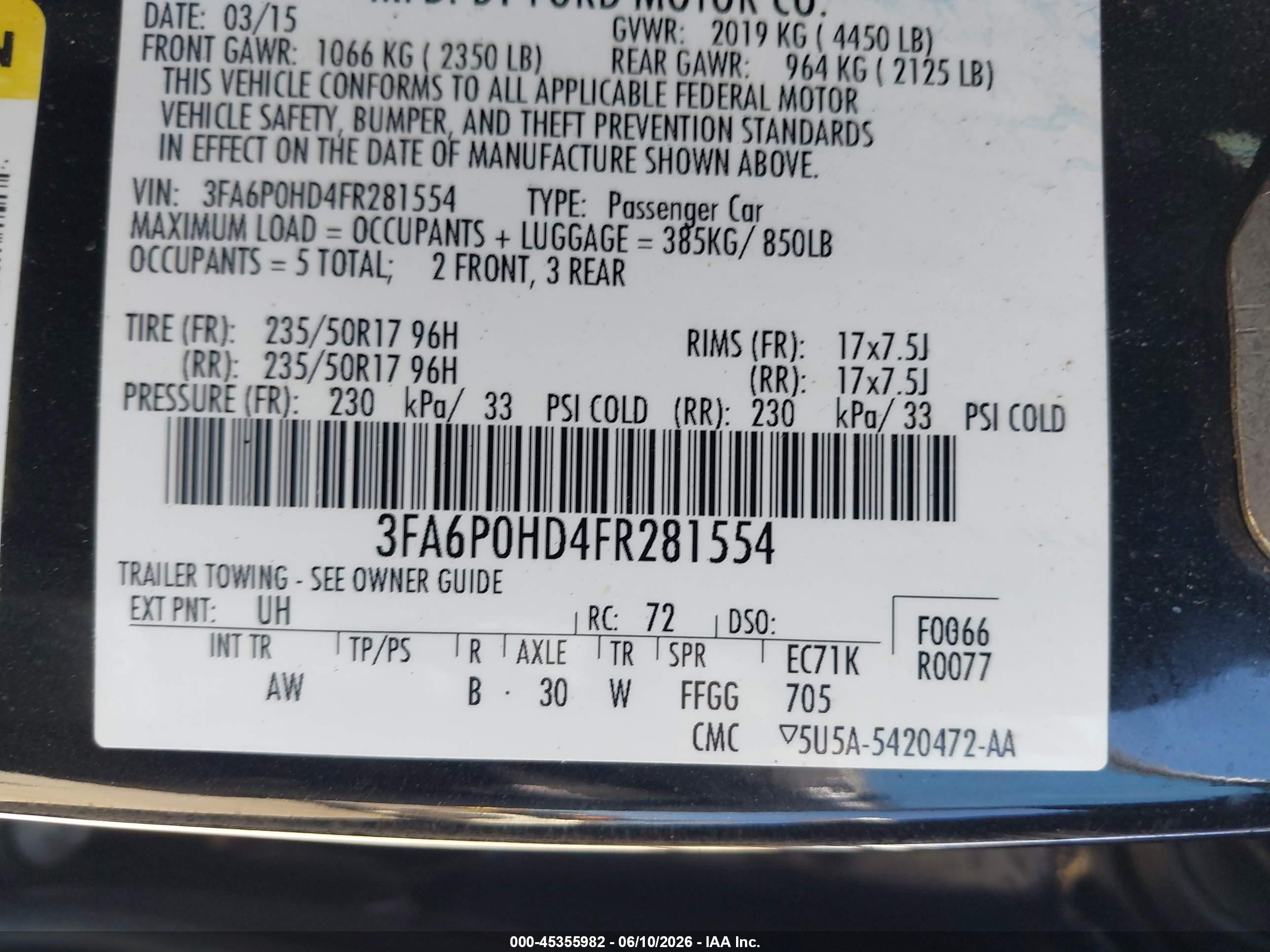 2015 Ford Fusion Se Black vin: 3FA6P0HD4FR281554