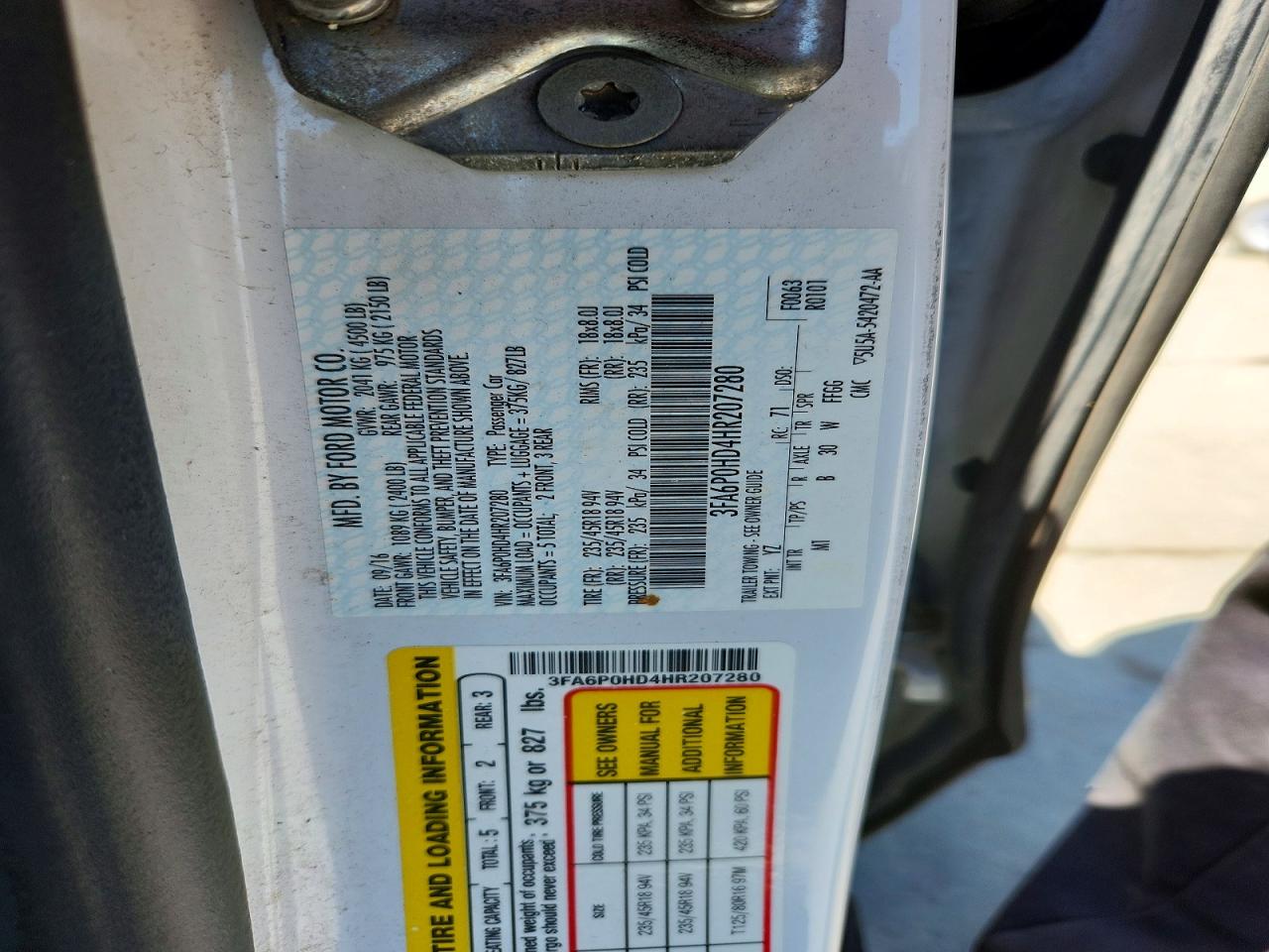 2017 Ford Fusion Se White vin: 3FA6P0HD4HR207280