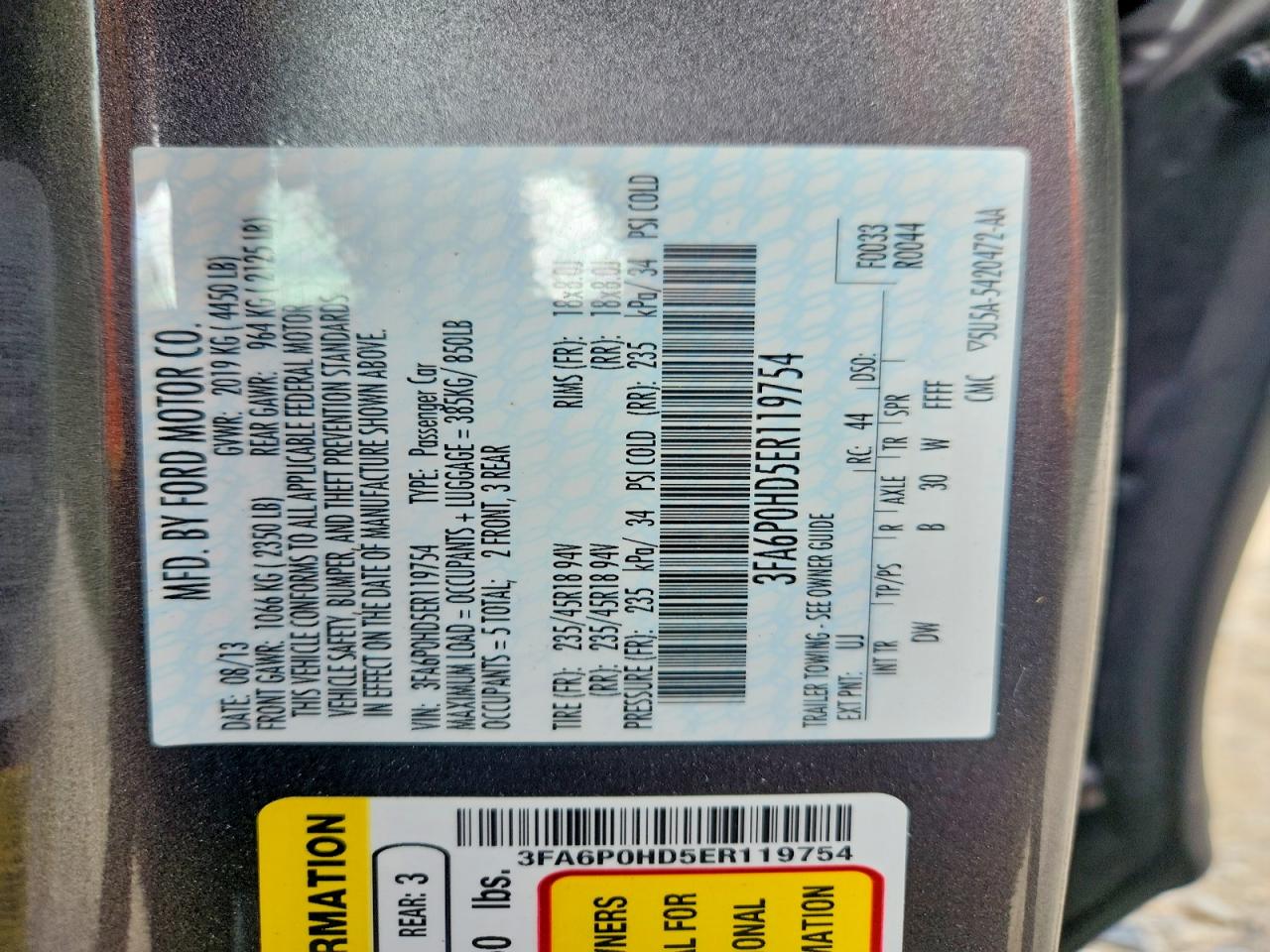 2014 Ford Fusion Se Gray vin: 3FA6P0HD5ER119754