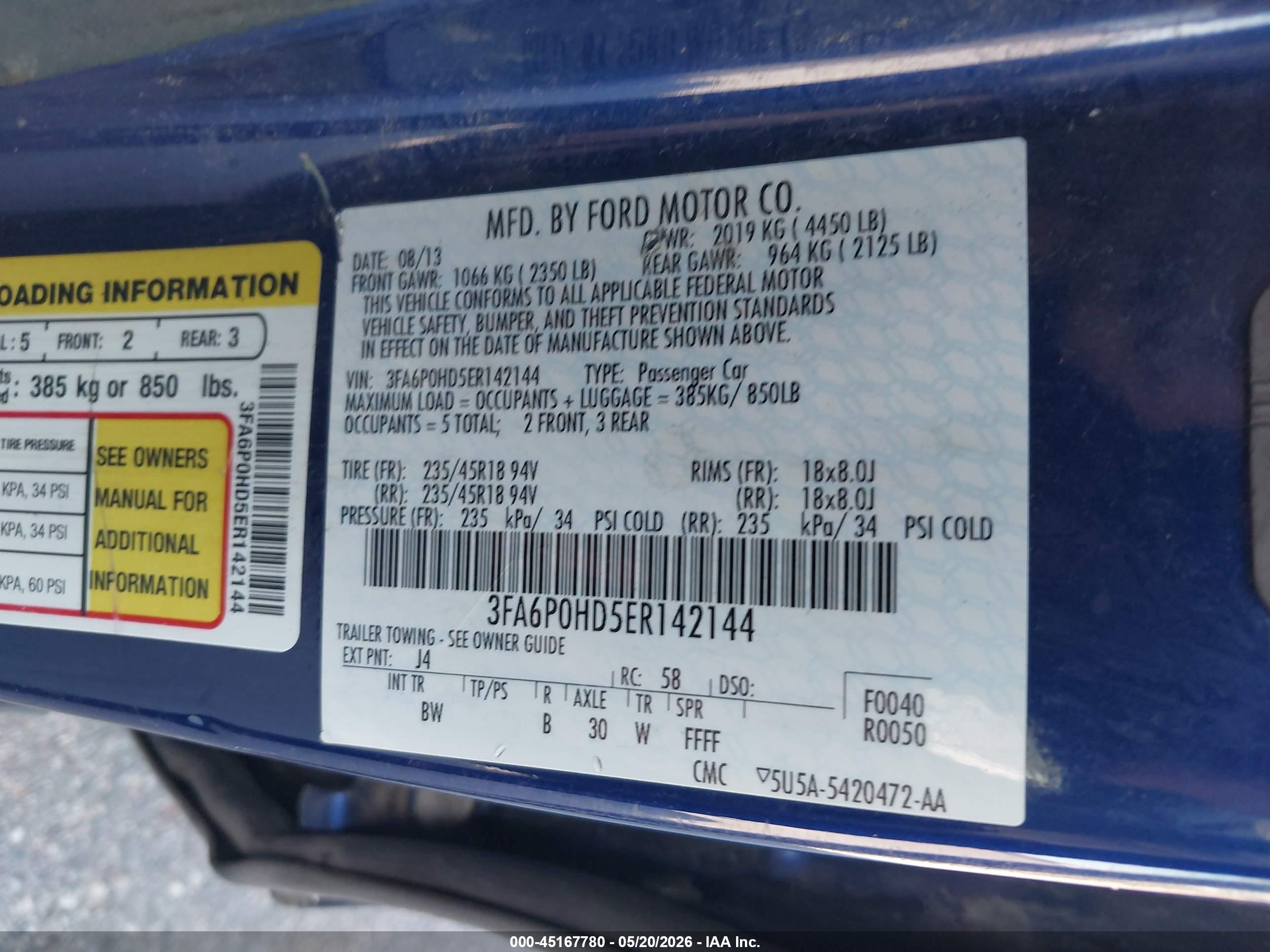 2014 Ford Fusion Se Blue vin: 3FA6P0HD5ER142144