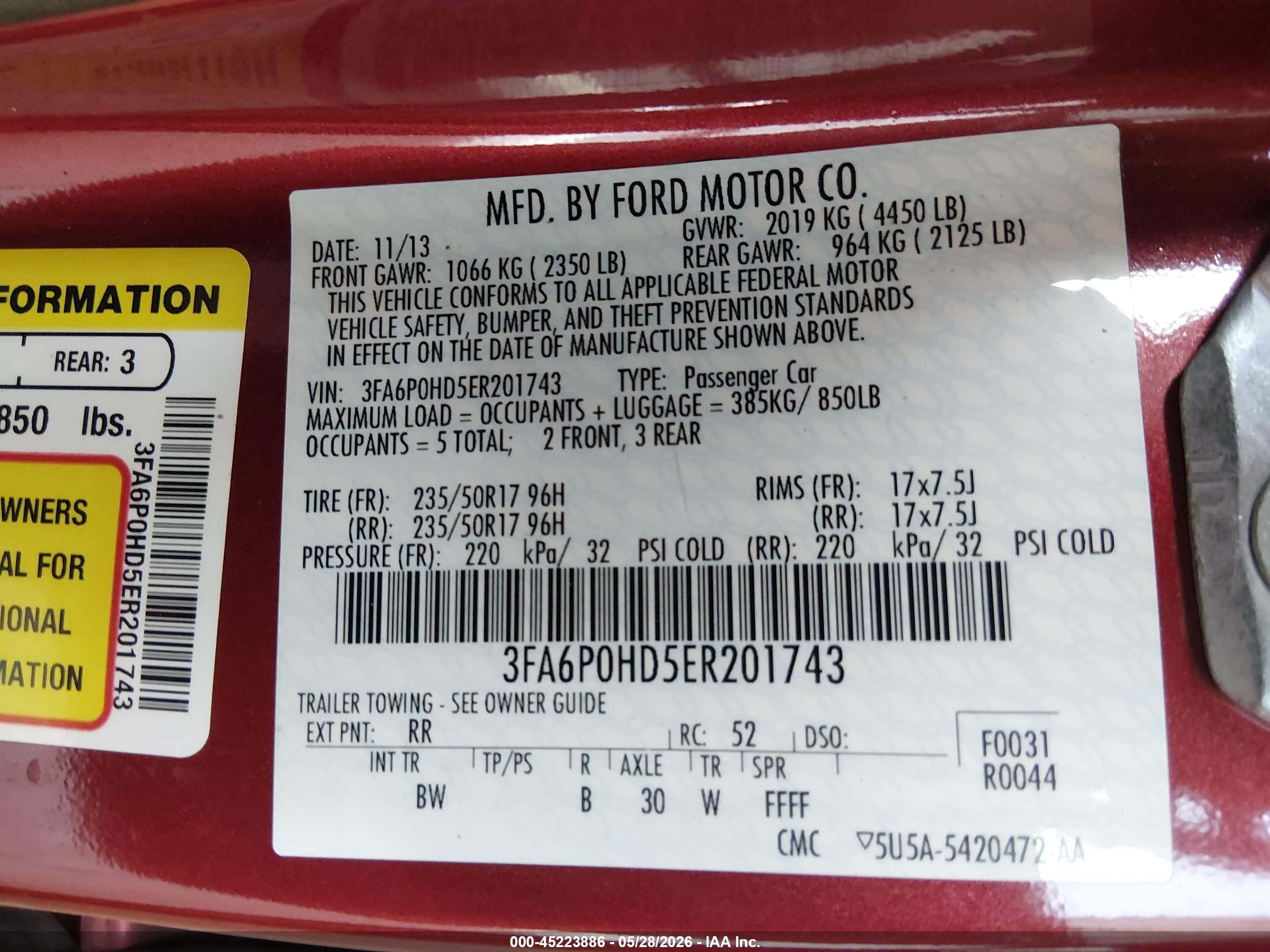 2014 Ford Fusion Se Красный vin: 3FA6P0HD5ER201743