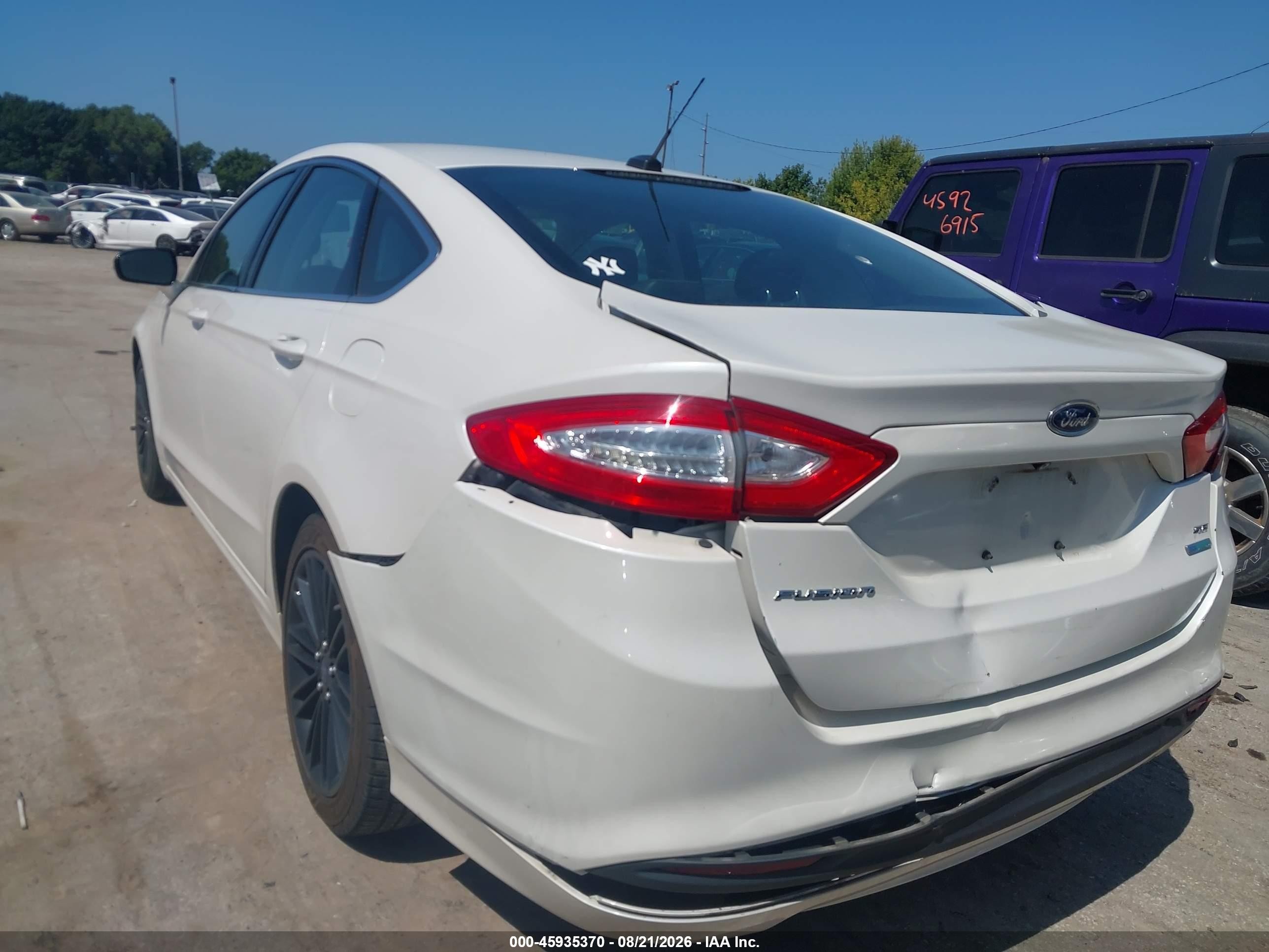 2014 Ford Fusion Se White vin: 3FA6P0HD5ER354218