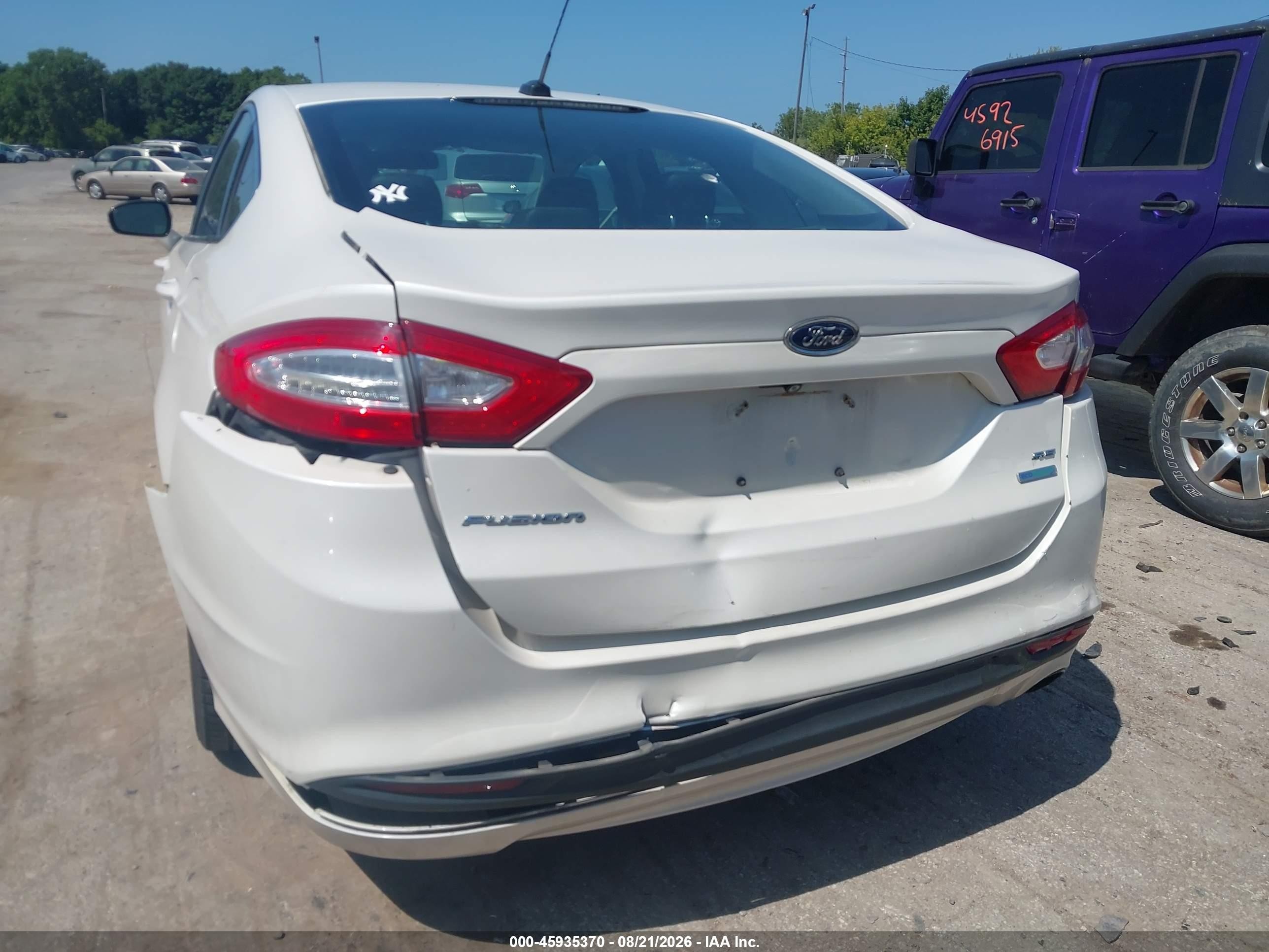 2014 Ford Fusion Se White vin: 3FA6P0HD5ER354218
