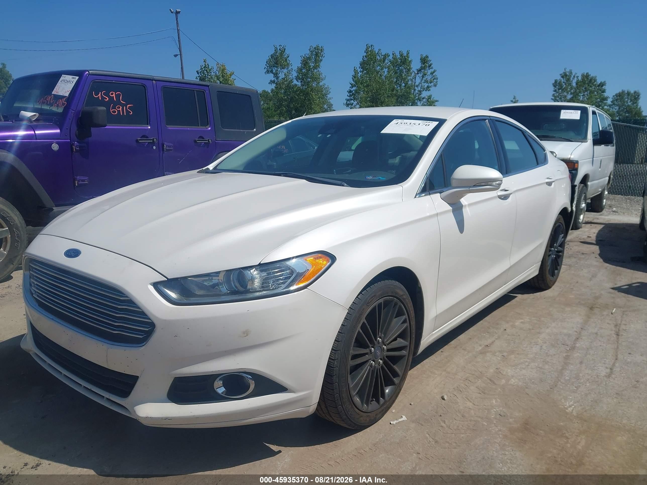 2014 Ford Fusion Se White vin: 3FA6P0HD5ER354218