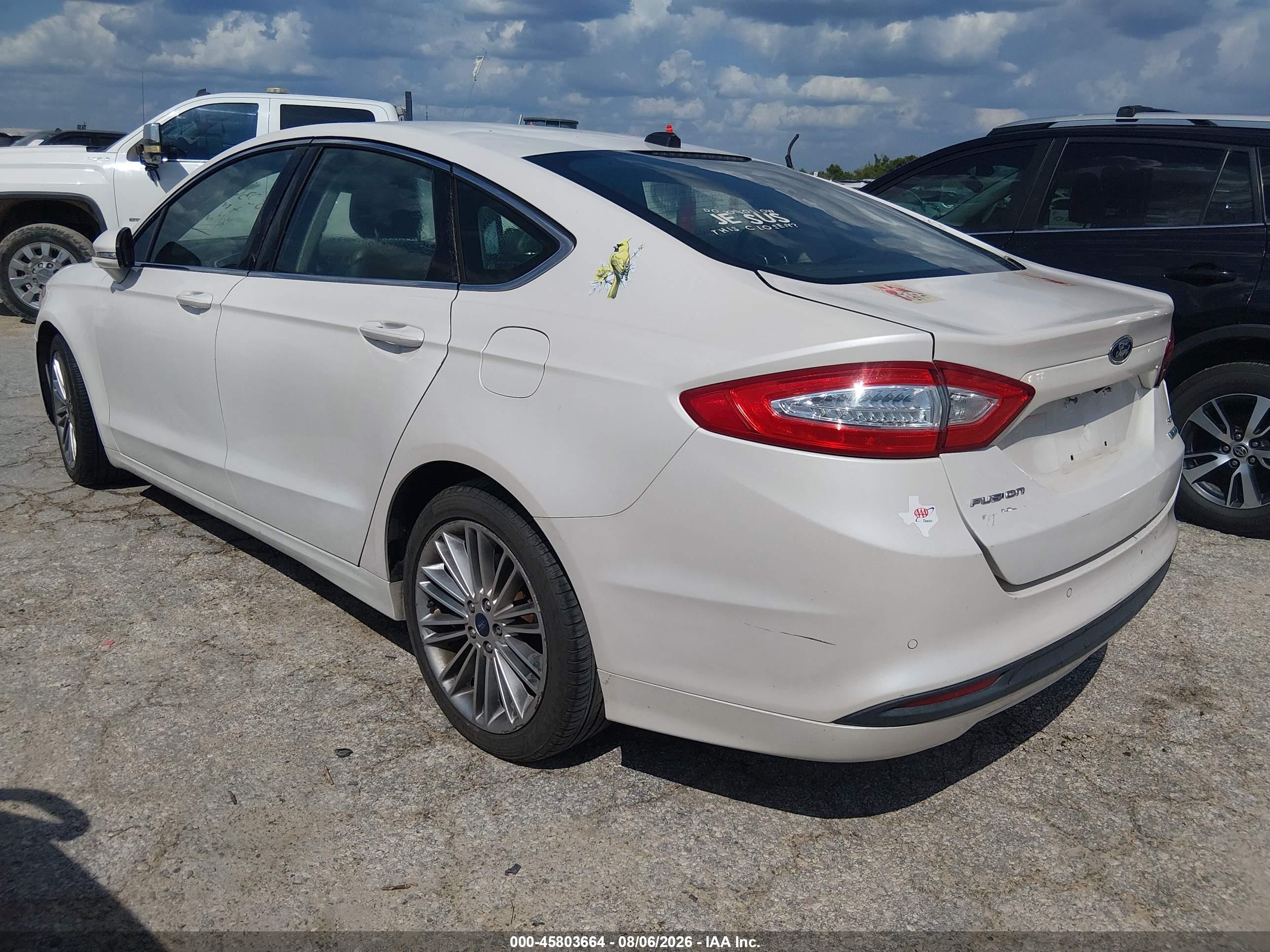 2014 Ford Fusion Se White vin: 3FA6P0HD5ER391172