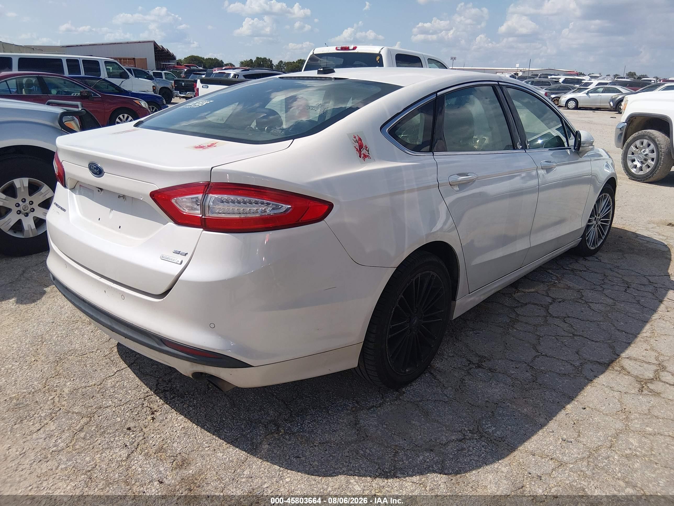 2014 Ford Fusion Se White vin: 3FA6P0HD5ER391172