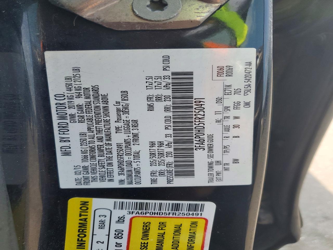 2015 Ford Fusion Se Black vin: 3FA6P0HD5FR250491