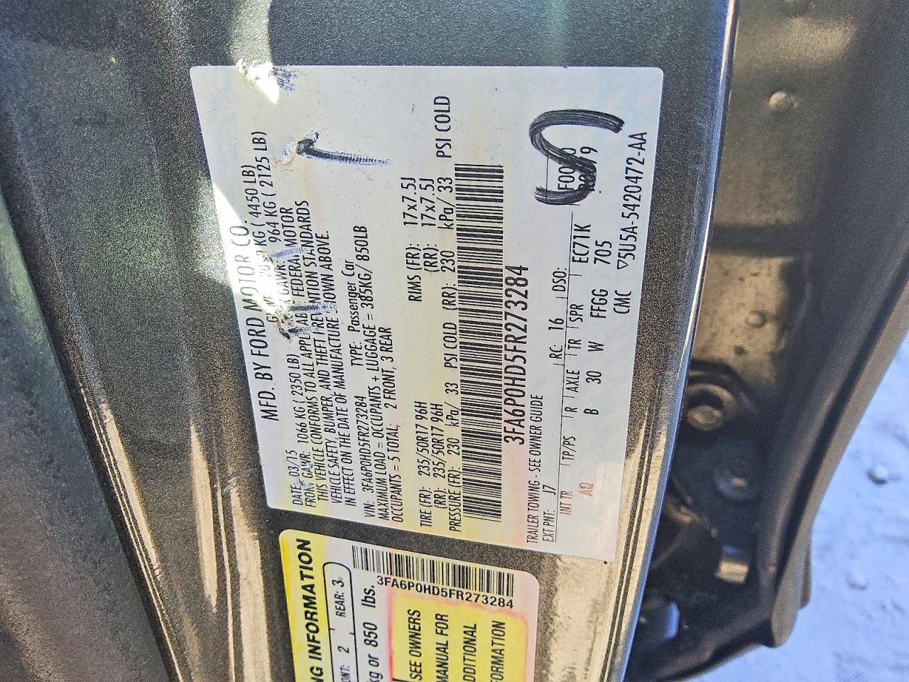 2015 Ford Fusion Se Серый vin: 3FA6P0HD5FR273284