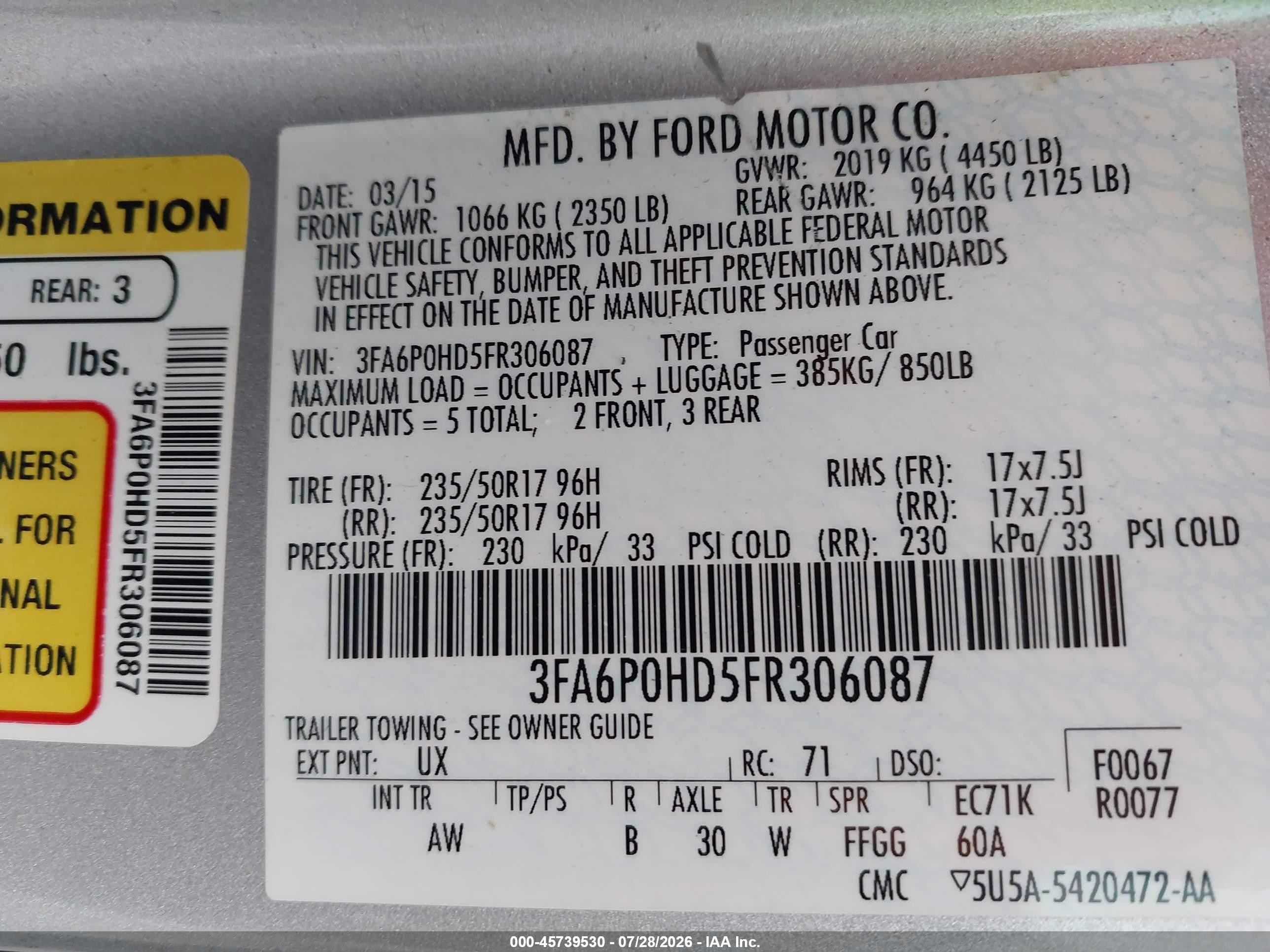 2015 Ford Fusion Se Silver vin: 3FA6P0HD5FR306087