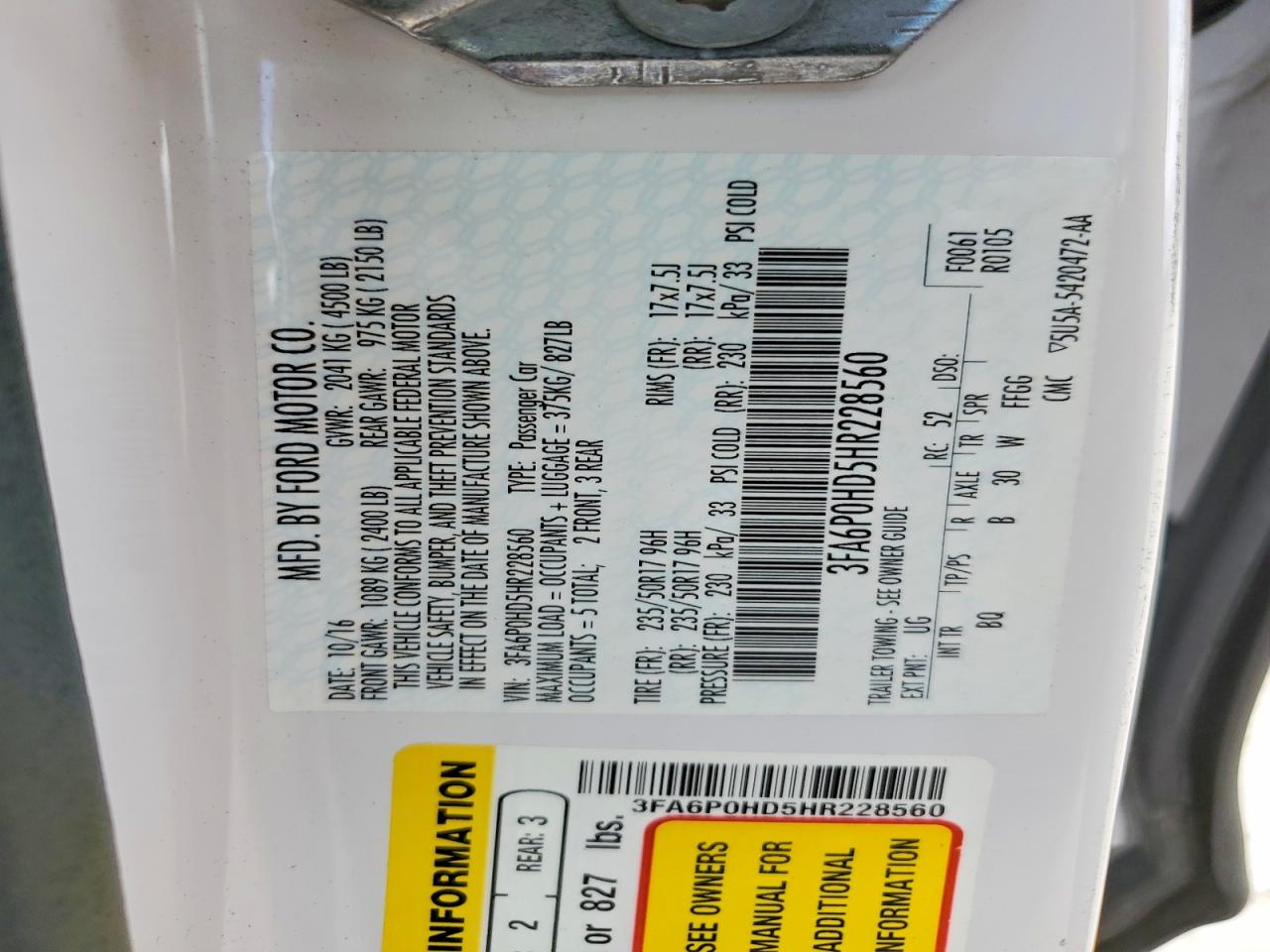 2017 Ford Fusion Se Белый vin: 3FA6P0HD5HR228560