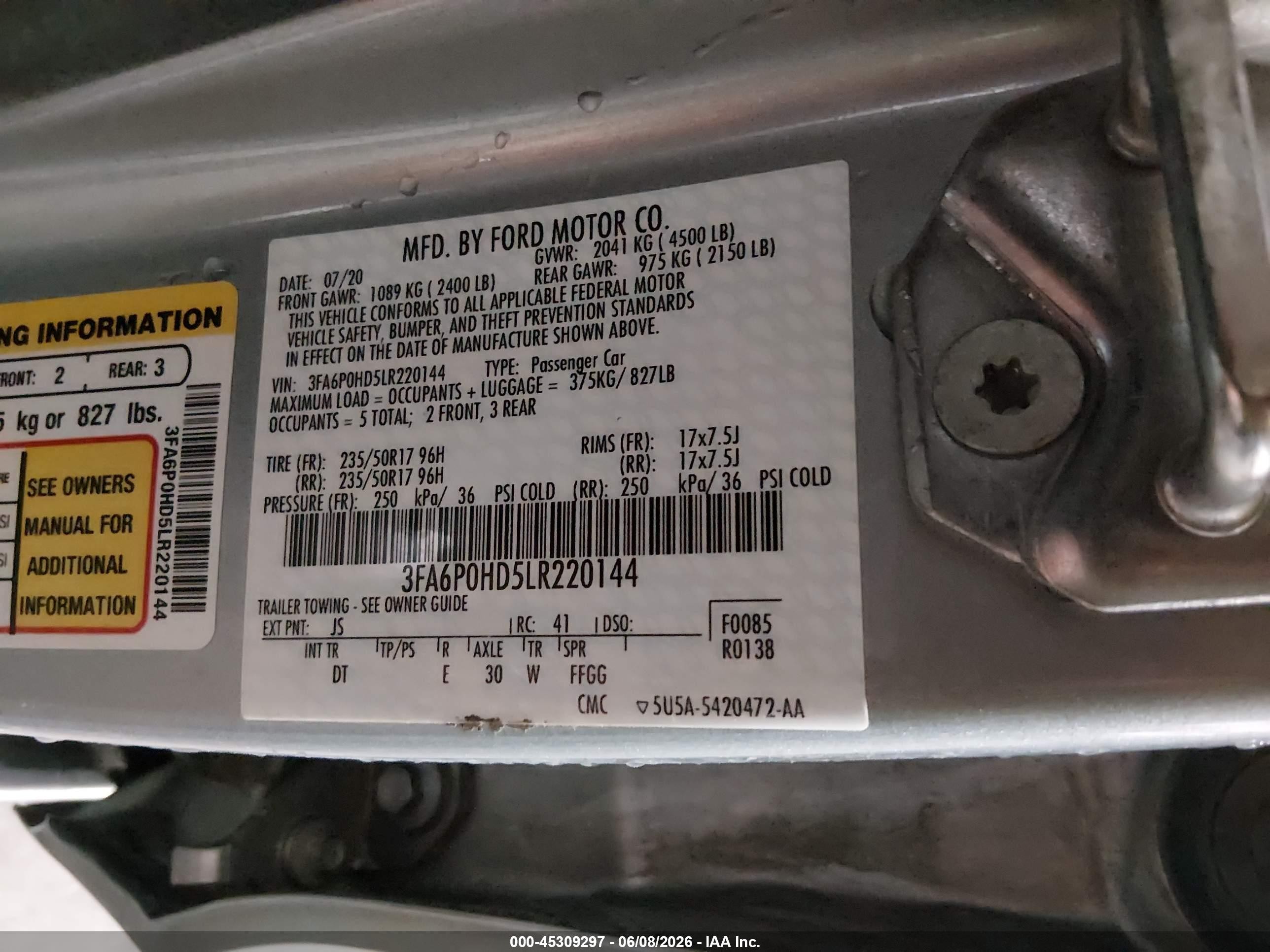 2020 Ford Fusion Se Gray vin: 3FA6P0HD5LR220144
