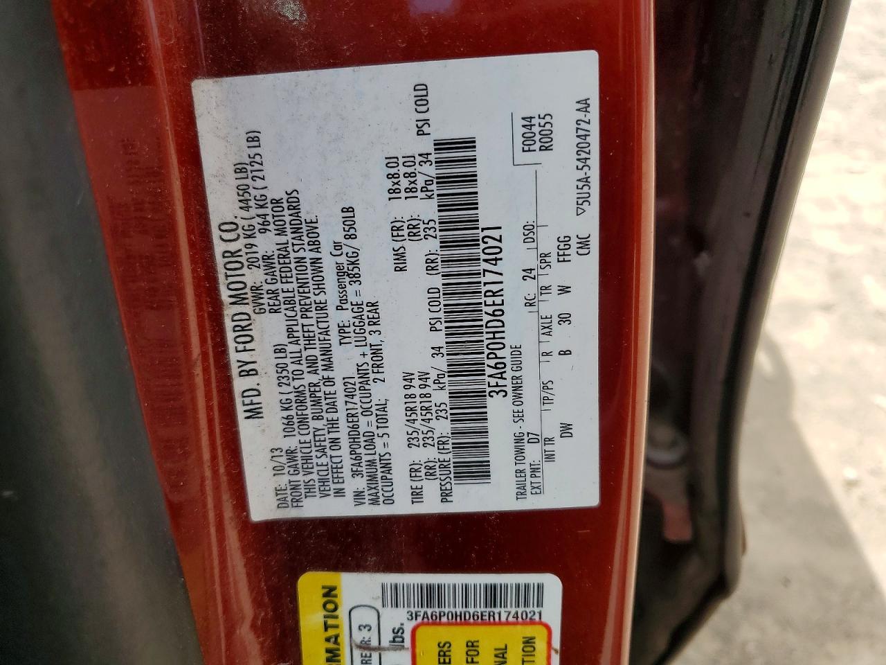 2014 Ford Fusion Se Оранжевый vin: 3FA6P0HD6ER174021