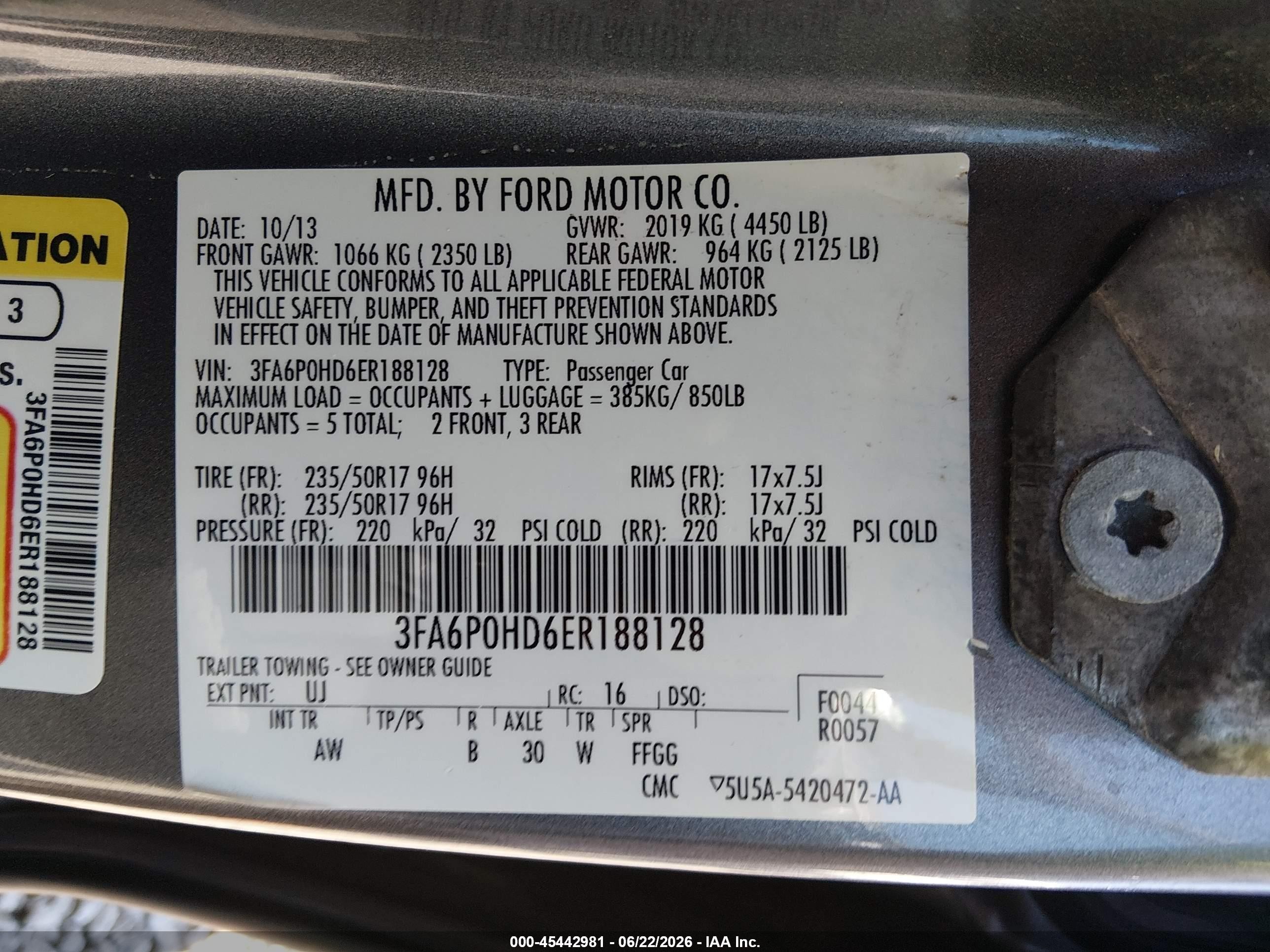 2014 Ford Fusion Se Gray vin: 3FA6P0HD6ER188128