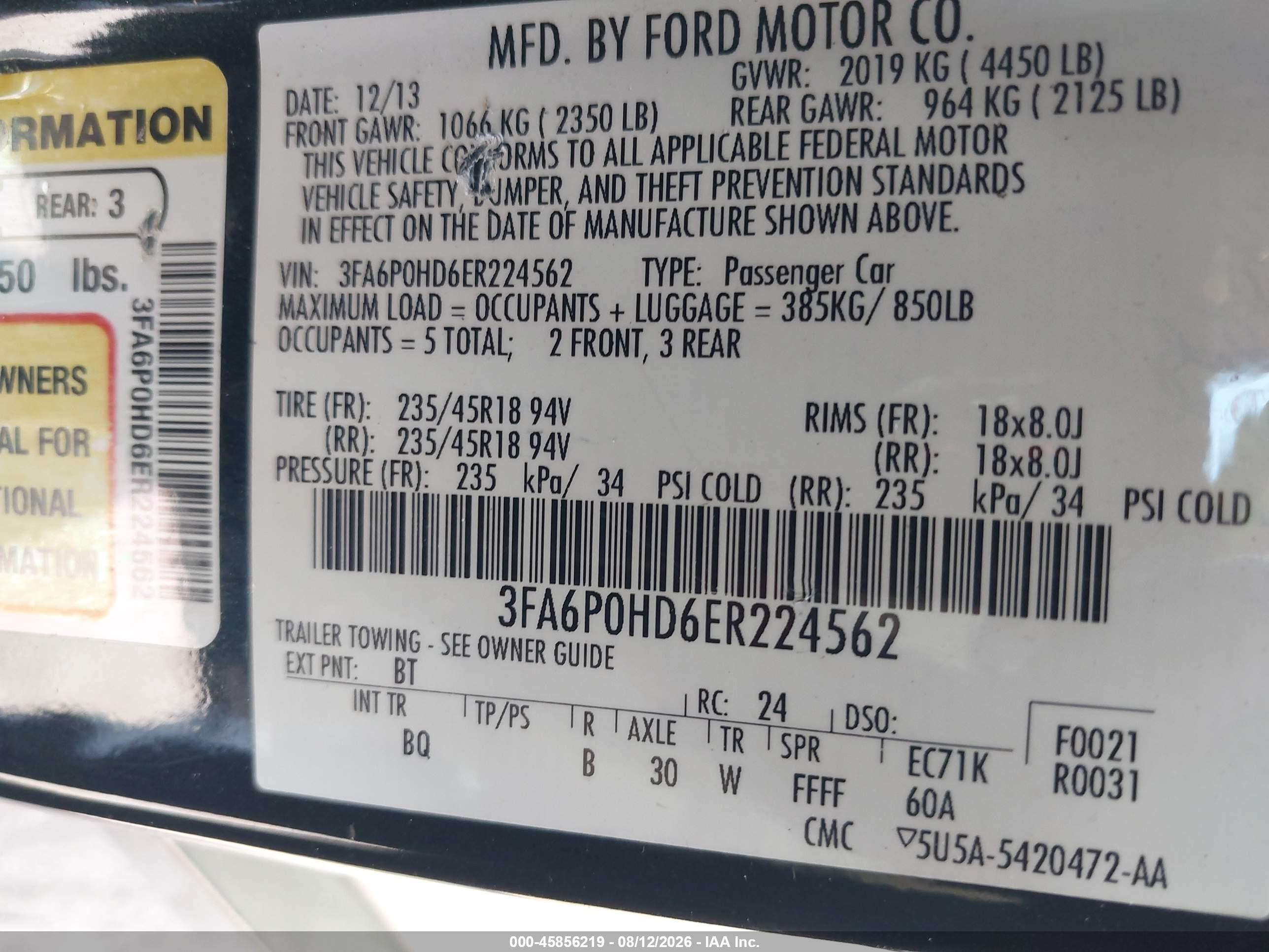 2014 Ford Fusion Se Green vin: 3FA6P0HD6ER224562