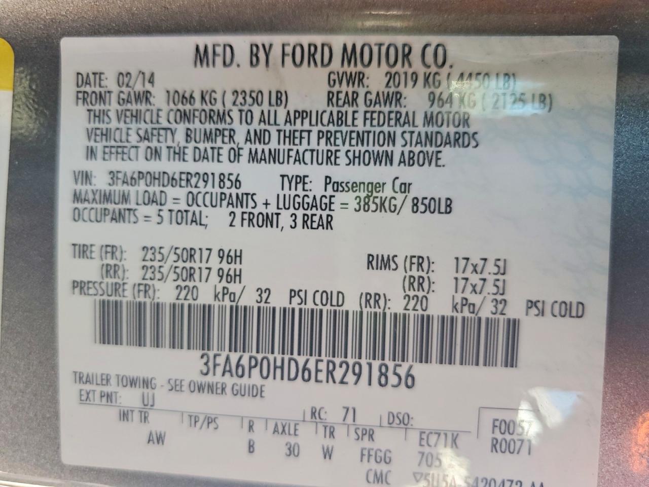 2014 Ford Fusion Se Gray vin: 3FA6P0HD6ER291856