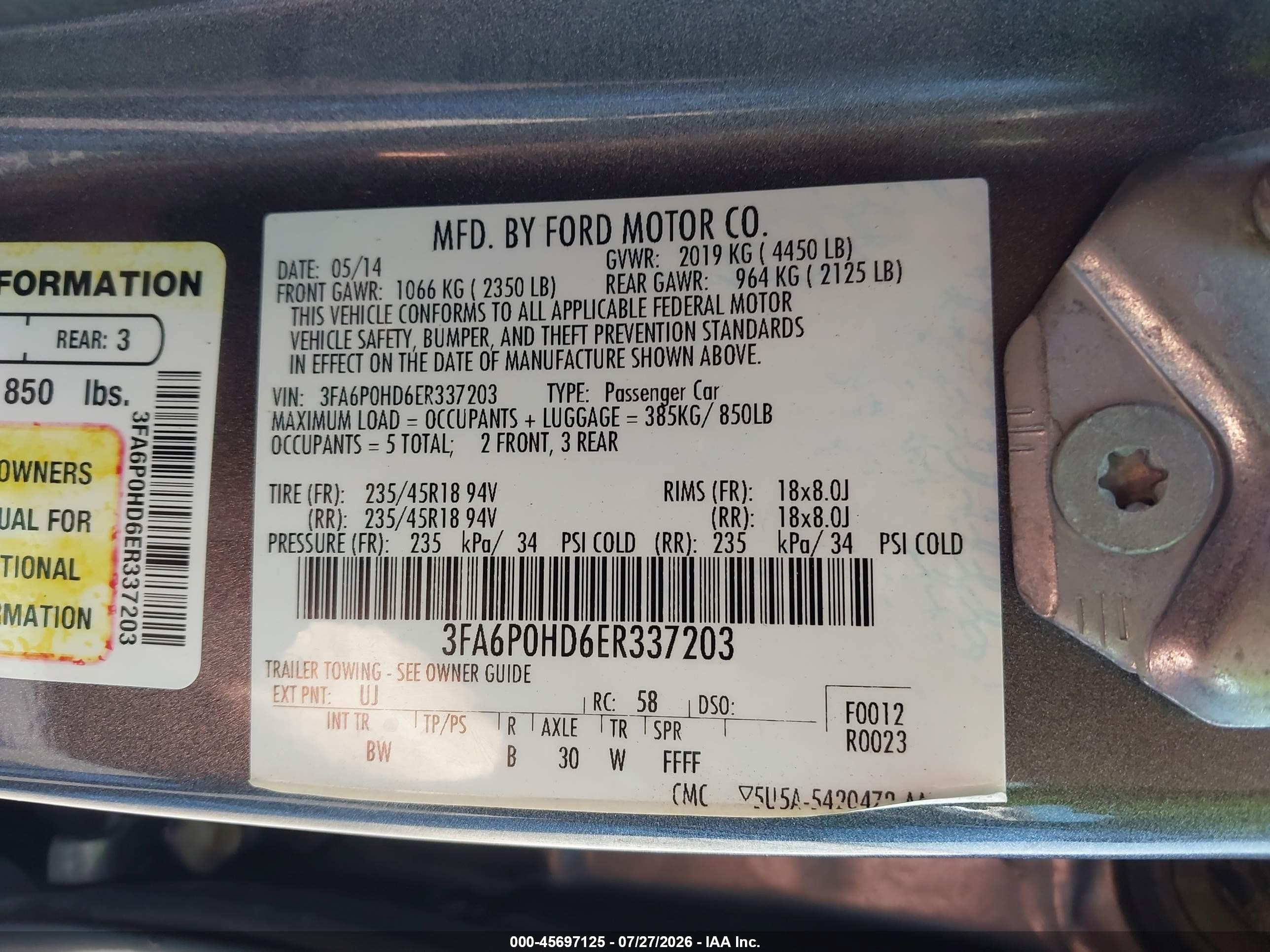 2014 Ford Fusion Se Gray vin: 3FA6P0HD6ER337203