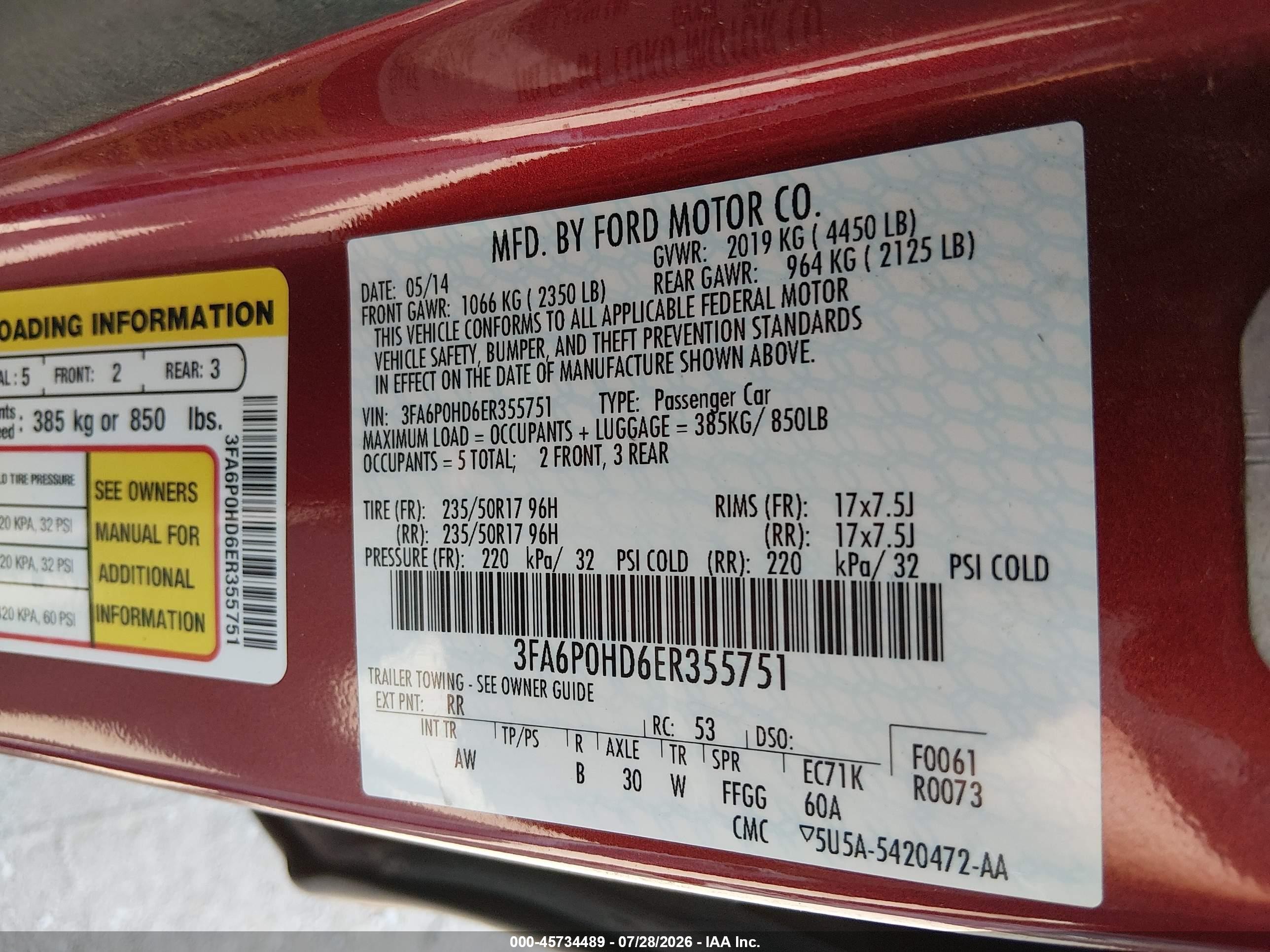 2014 Ford Fusion Se Red vin: 3FA6P0HD6ER355751