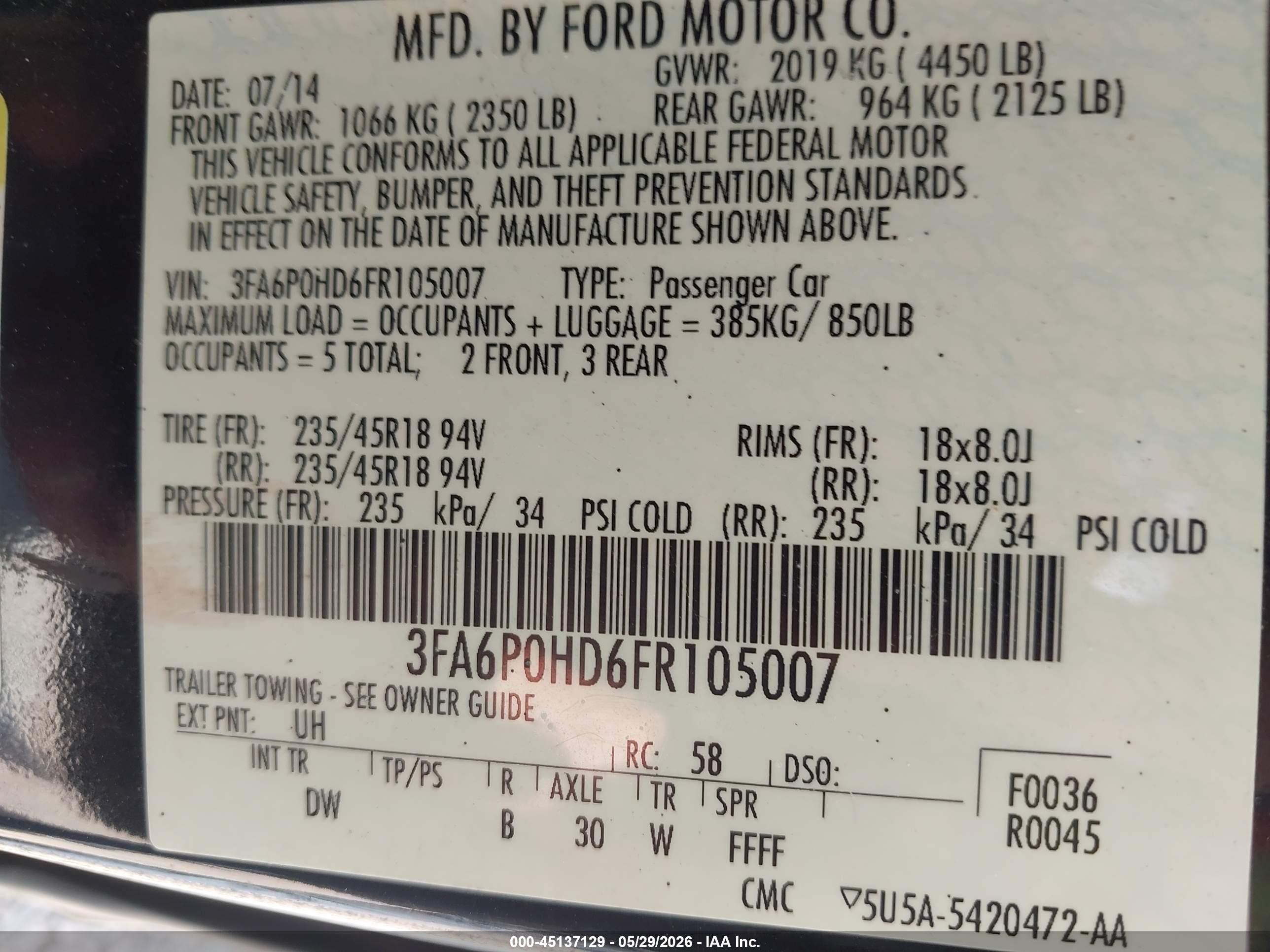 2015 Ford Fusion Se Black vin: 3FA6P0HD6FR105007