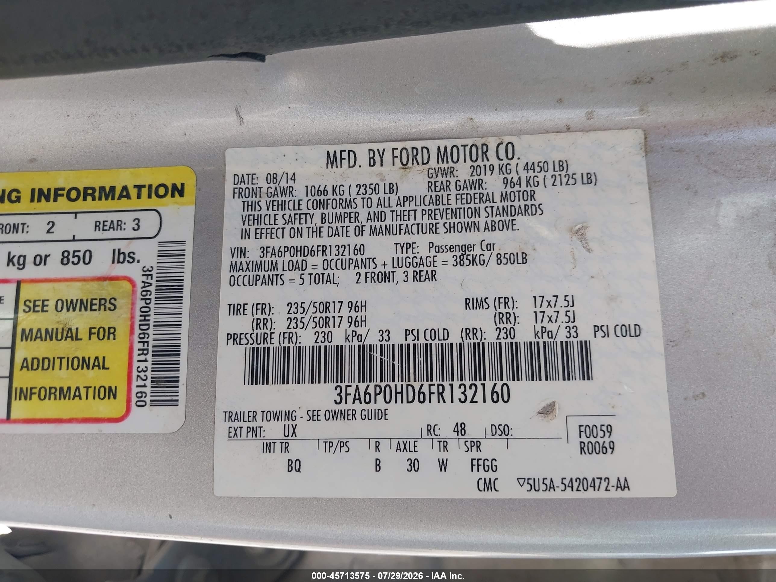 2015 Ford Fusion Se Silver vin: 3FA6P0HD6FR132160