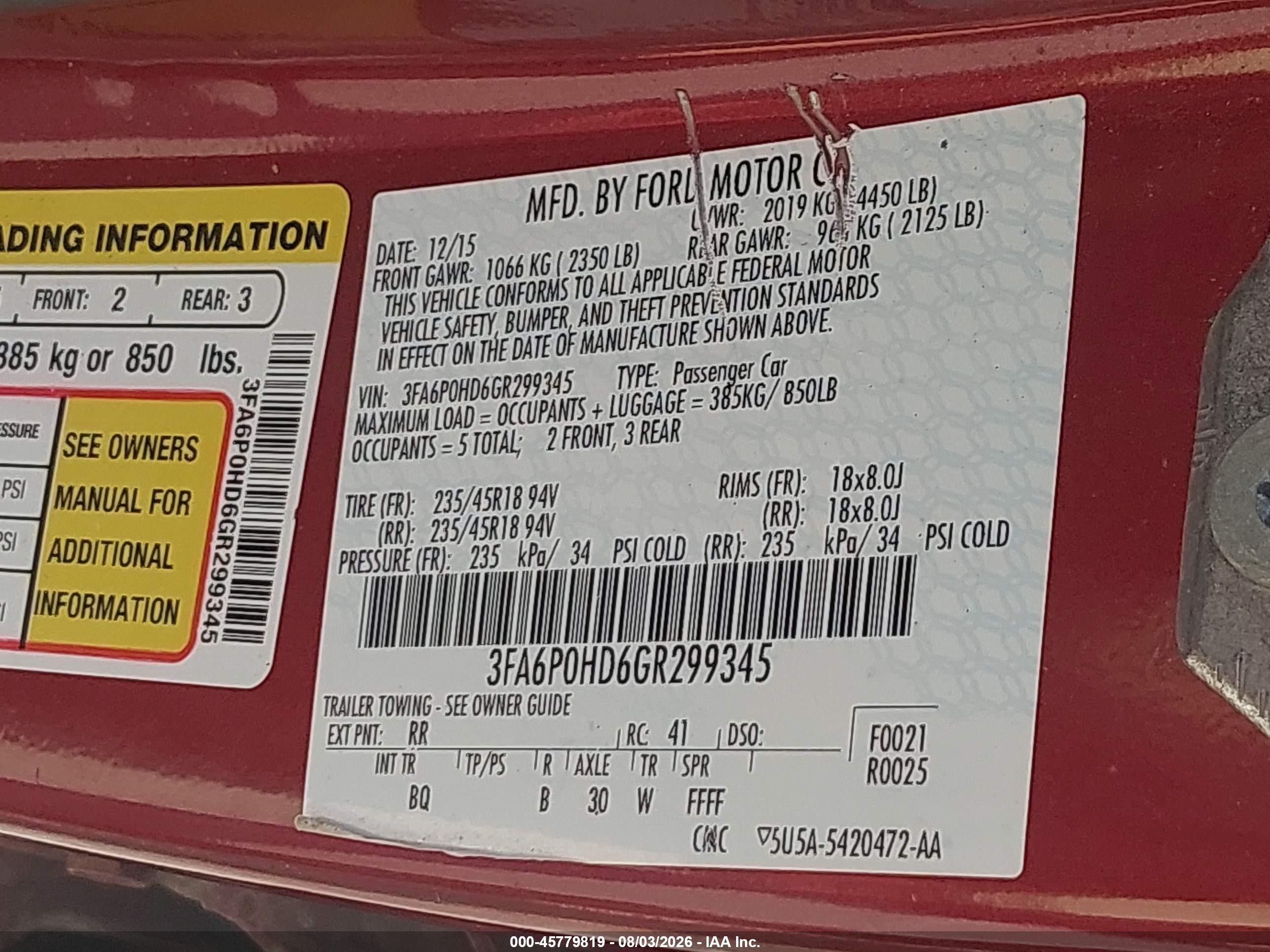2016 Ford Fusion Se Red vin: 3FA6P0HD6GR299345