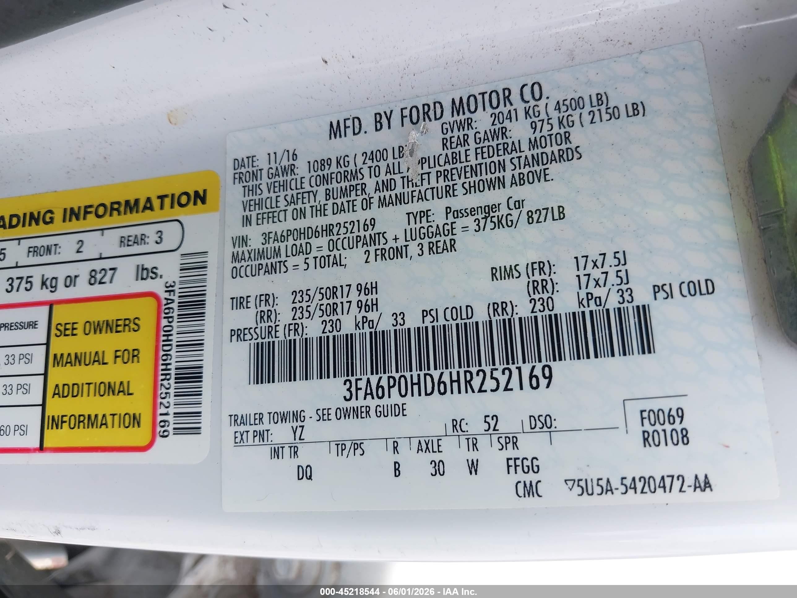 2017 Ford Fusion Se White vin: 3FA6P0HD6HR252169
