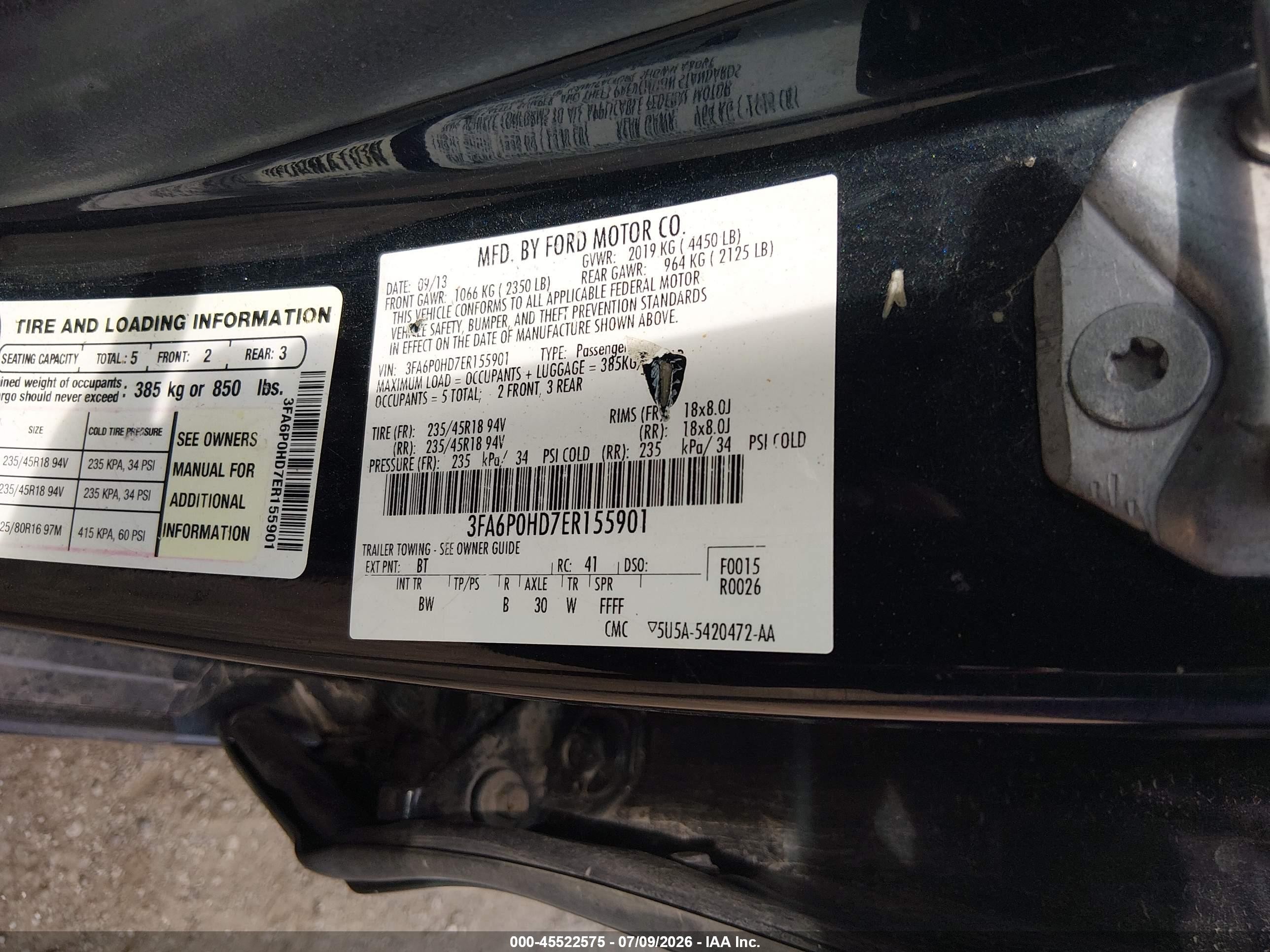 2014 Ford Fusion Se Black vin: 3FA6P0HD7ER155901