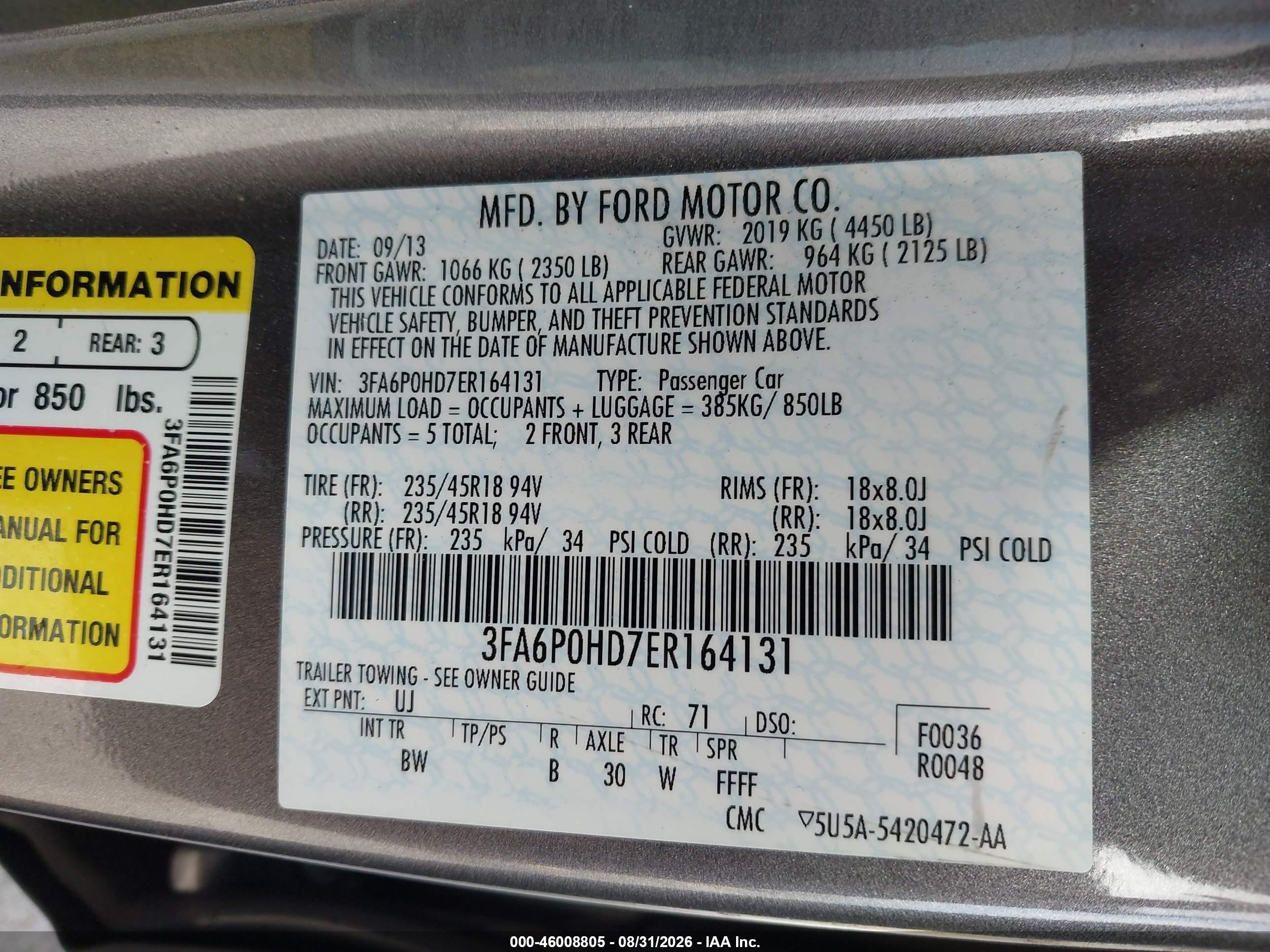 2014 Ford Fusion Se Gray vin: 3FA6P0HD7ER164131