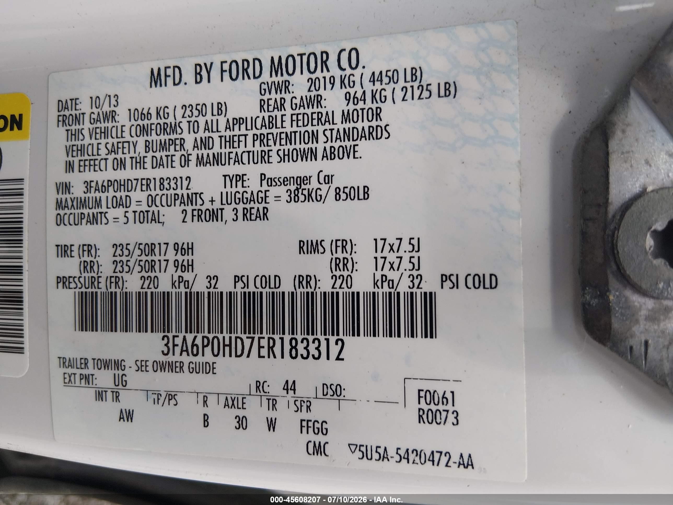 2014 Ford Fusion Se White vin: 3FA6P0HD7ER183312