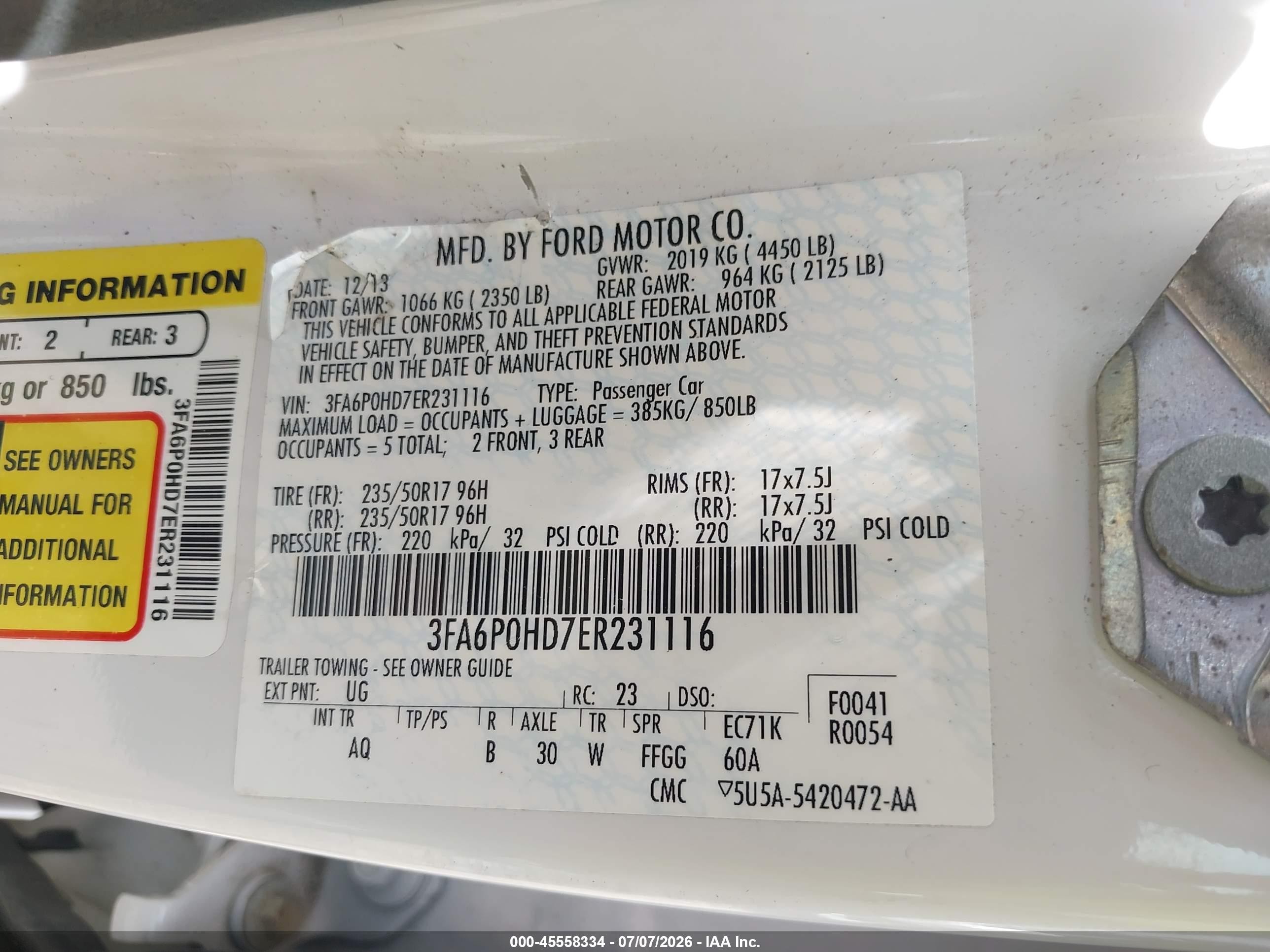 2014 Ford Fusion Se White vin: 3FA6P0HD7ER231116