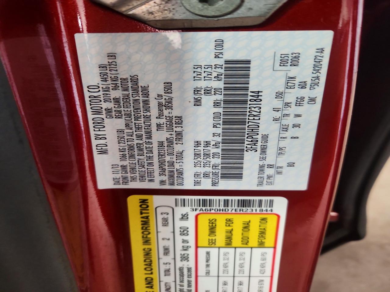 2014 Ford Fusion Se Red vin: 3FA6P0HD7ER231844