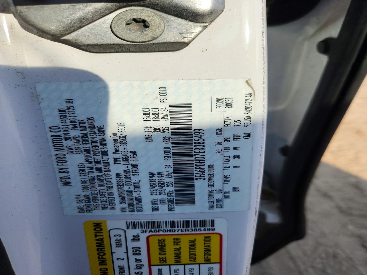 2014 Ford Fusion Se White vin: 3FA6P0HD7ER385499