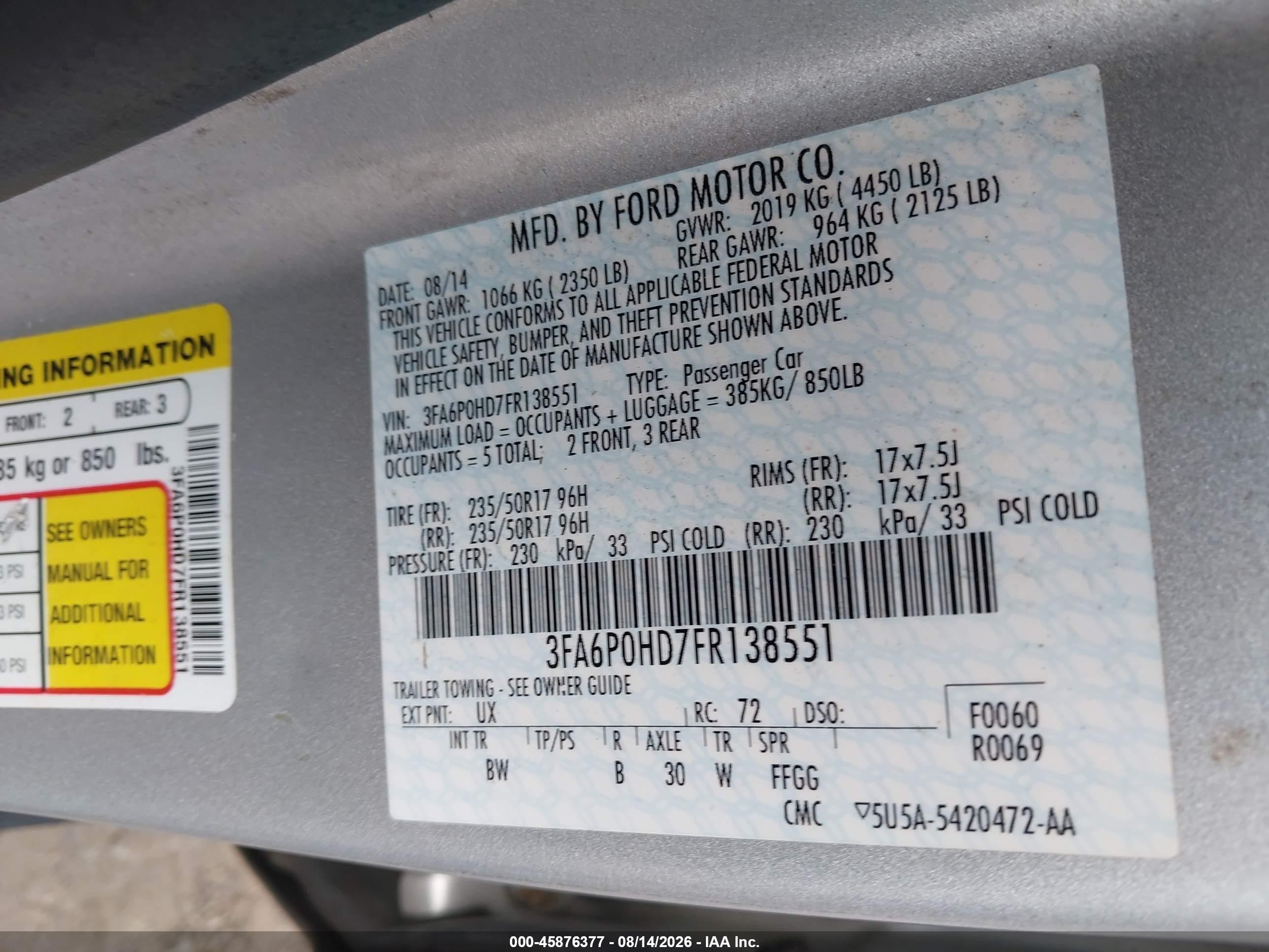 2015 Ford Fusion Se Silver vin: 3FA6P0HD7FR138551